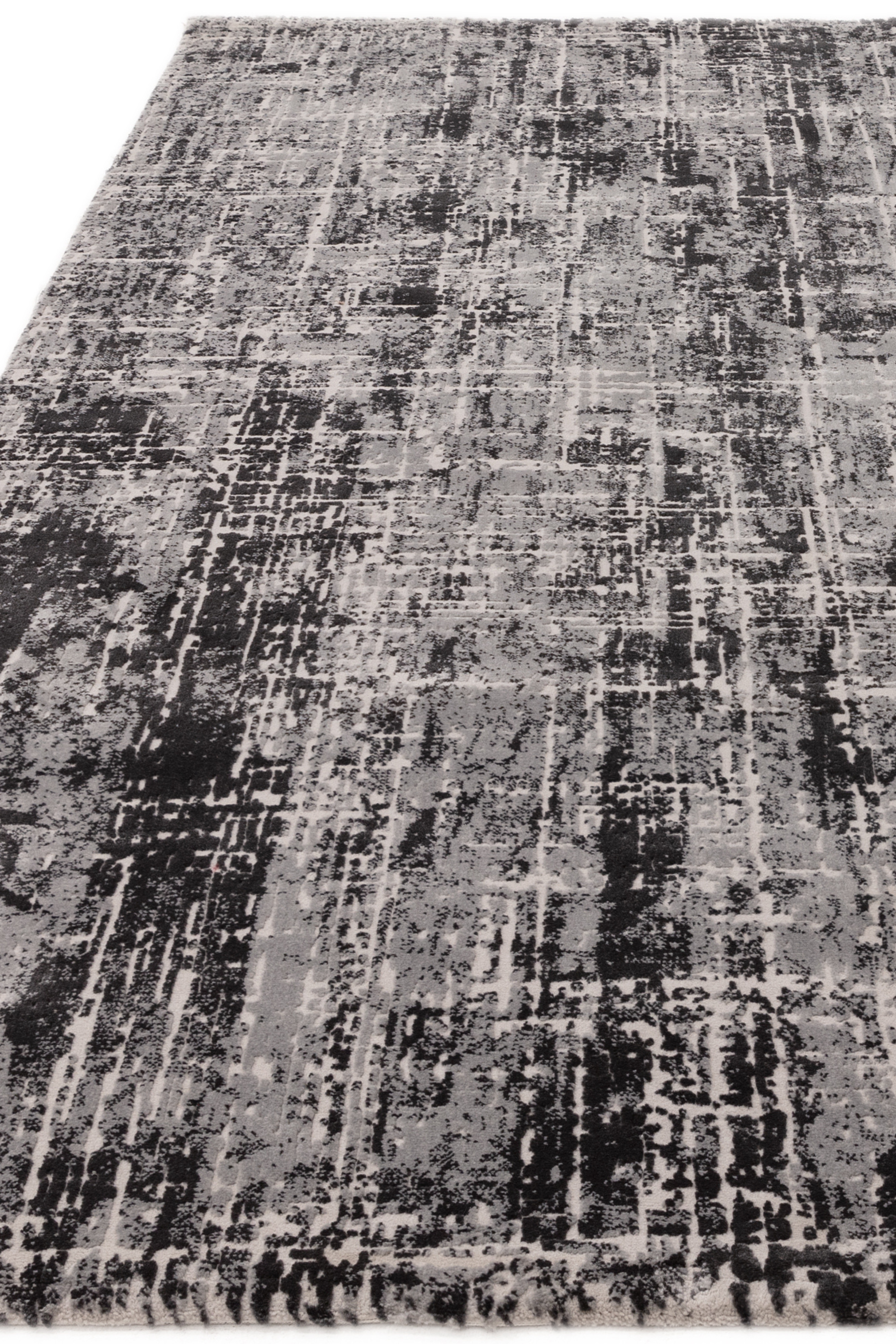 Modern flatweave rug with abstract black design