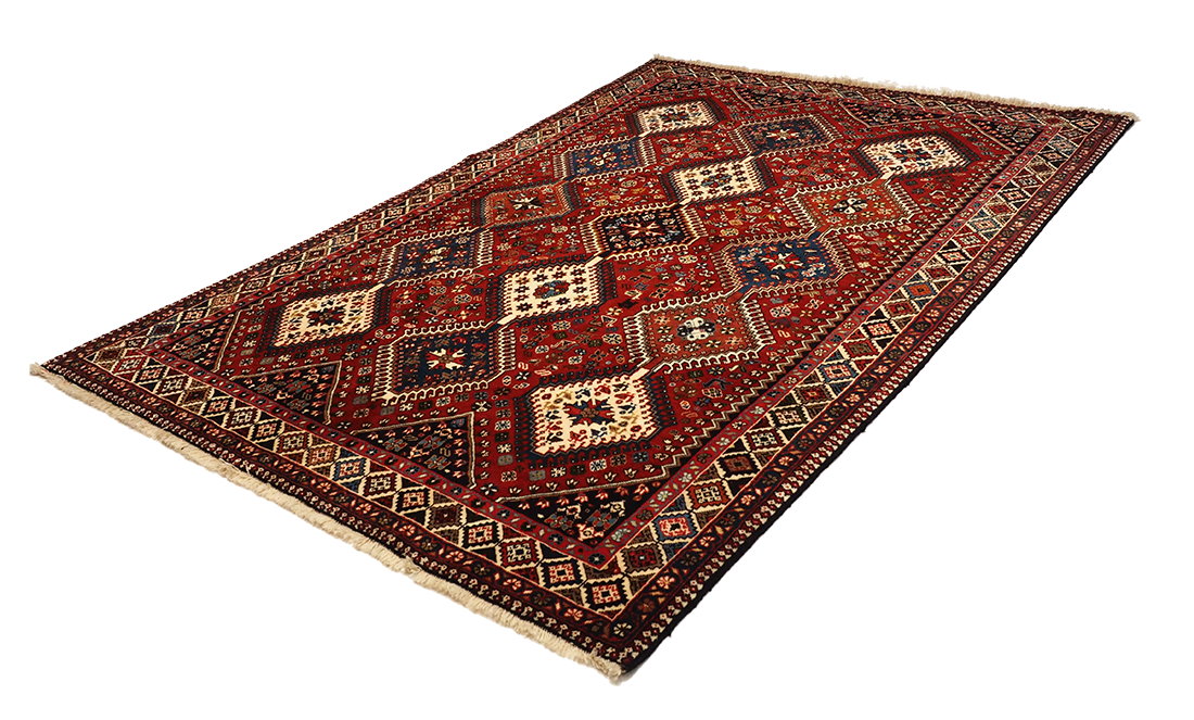 authentic multicolour persian rug with a traditional tile pattern