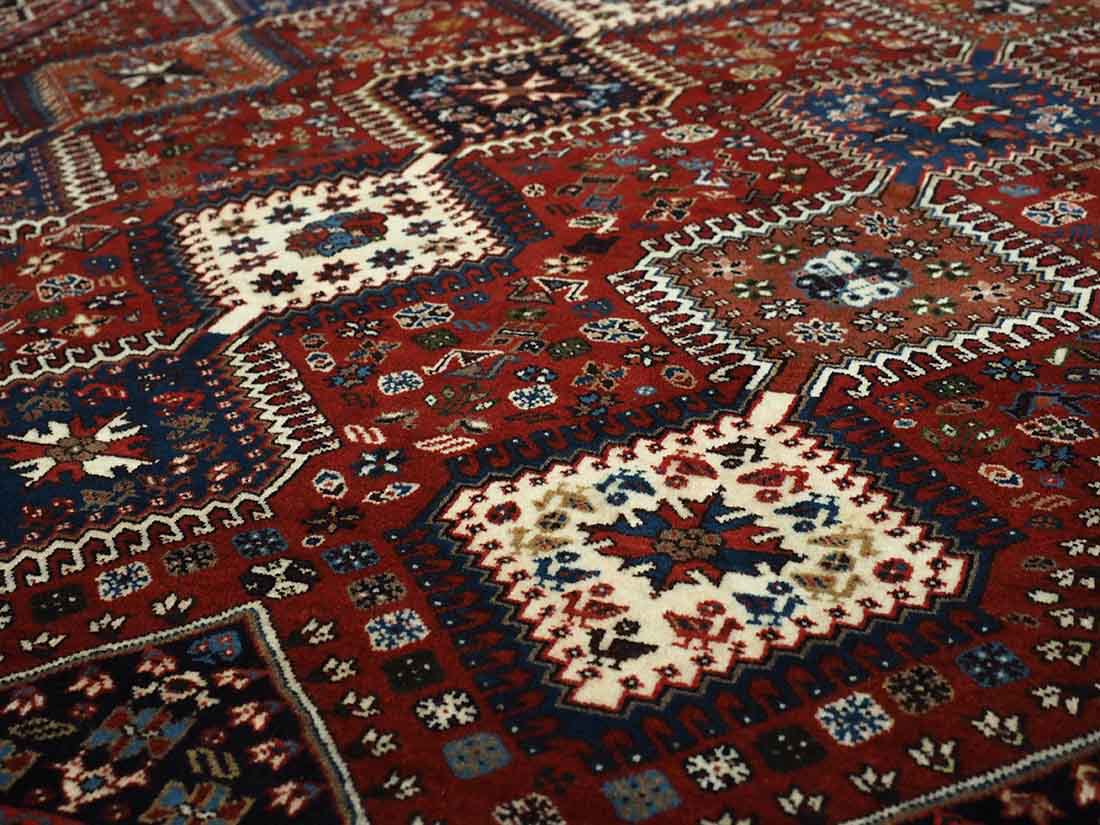 authentic multicolour persian rug with a traditional tile pattern