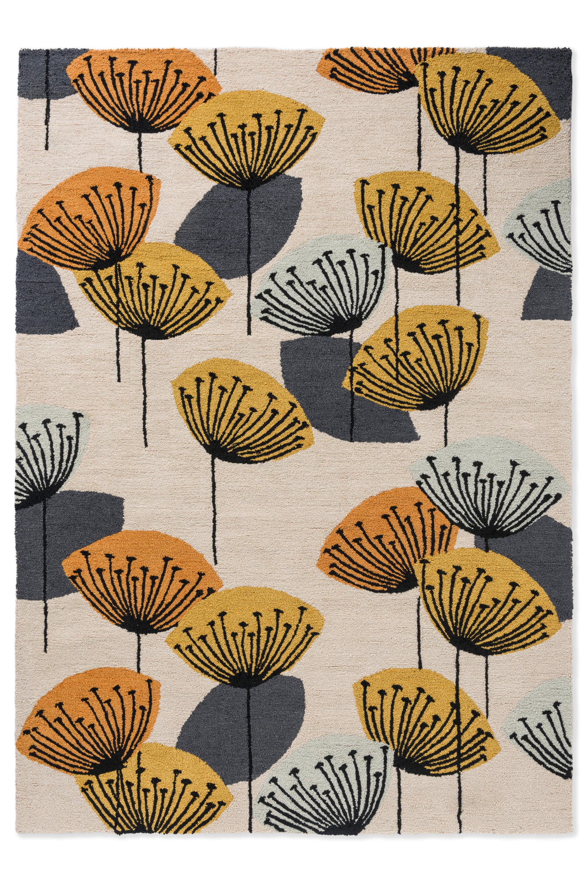 Modern multicolour outdoor rug with dandelion motif