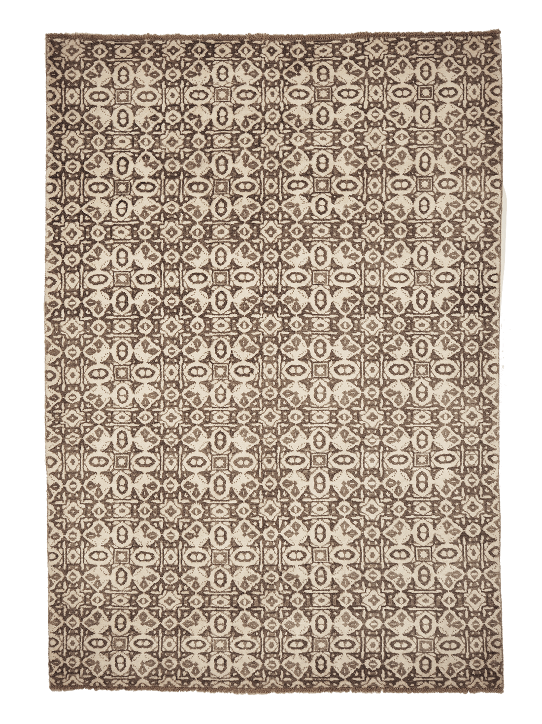 Authentic oriental rug with a damask pattern in beige