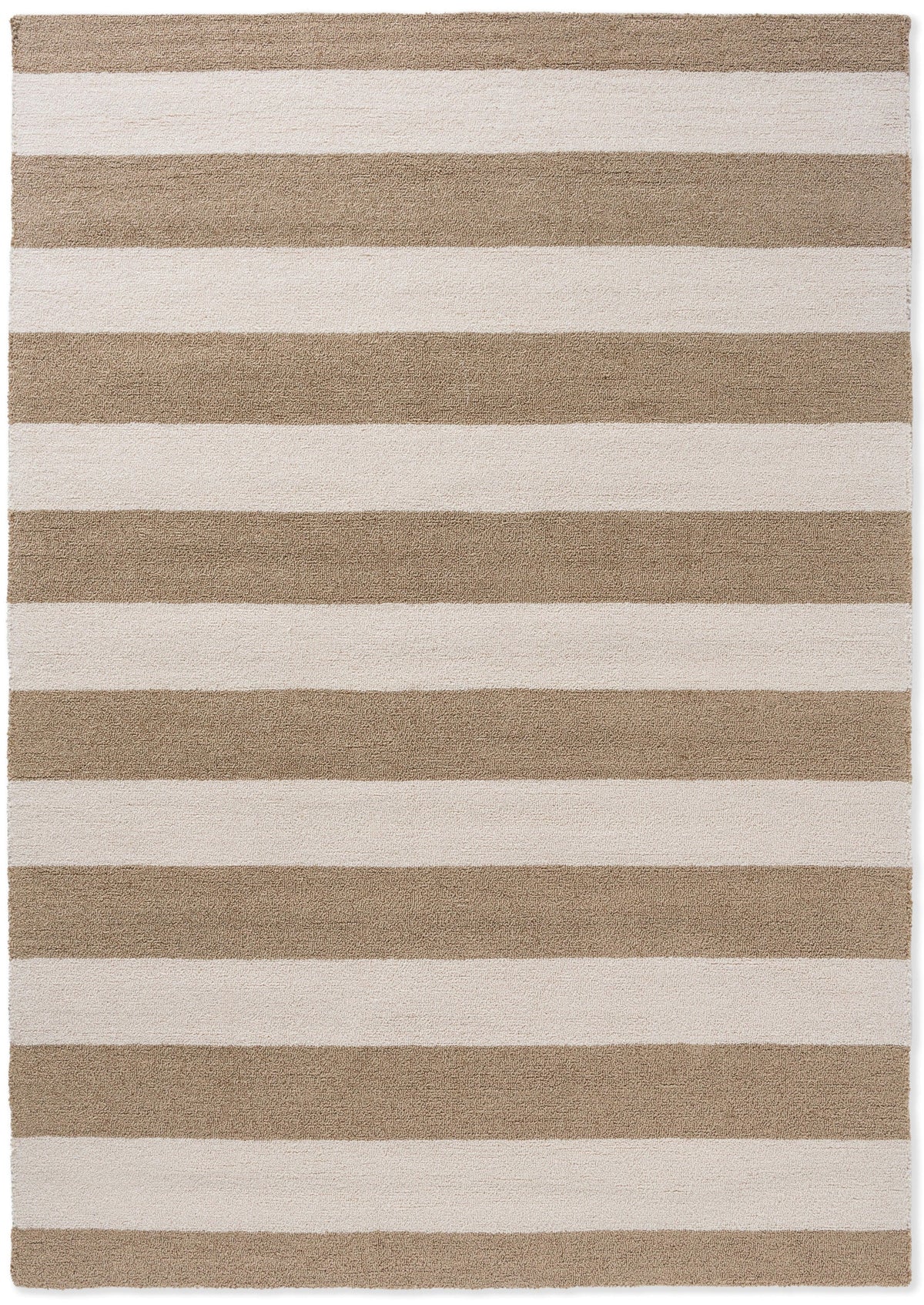 White and tan stripe indoor/outdoor polypropylene rug
