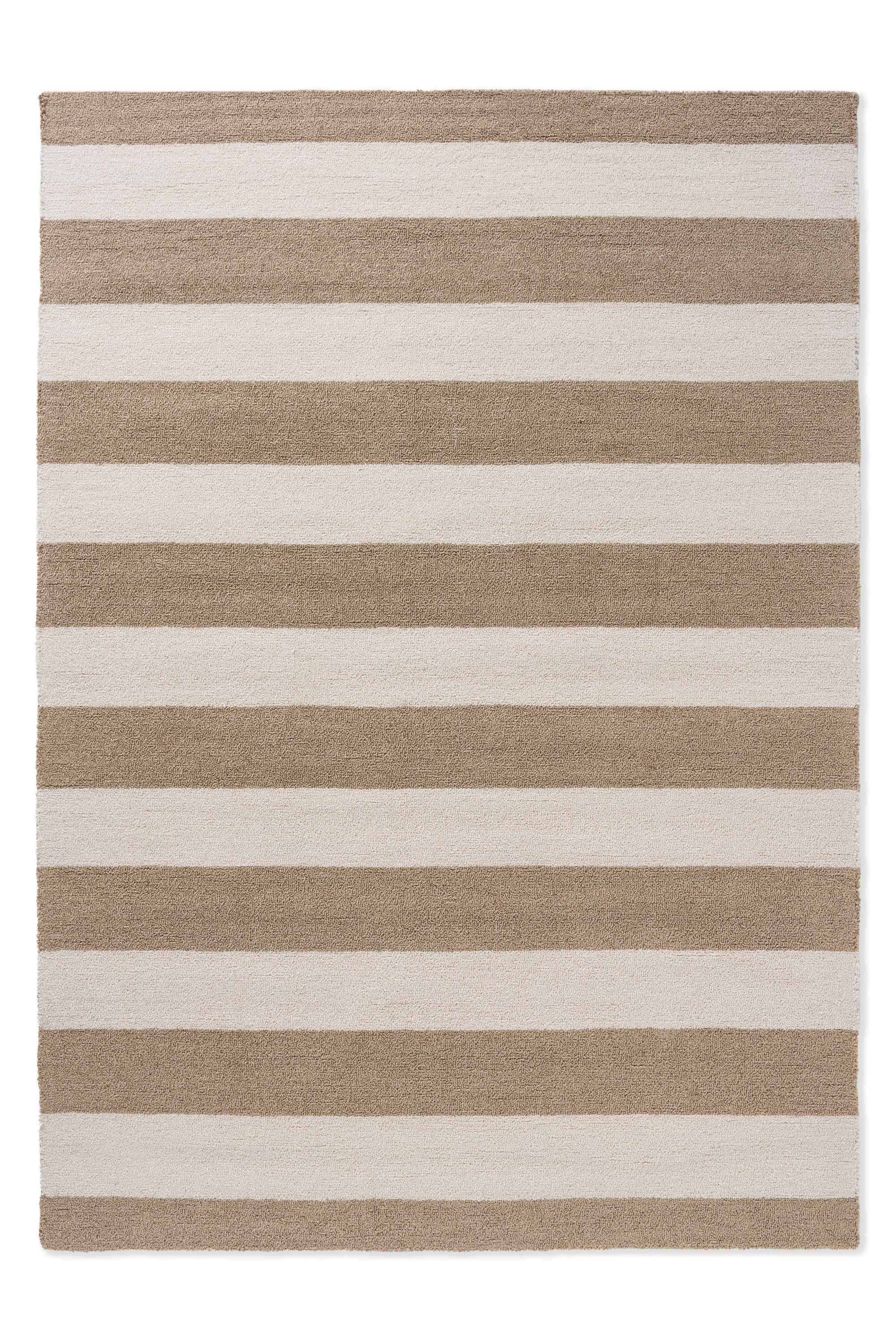 White and tan stripe indoor/outdoor polypropylene rug