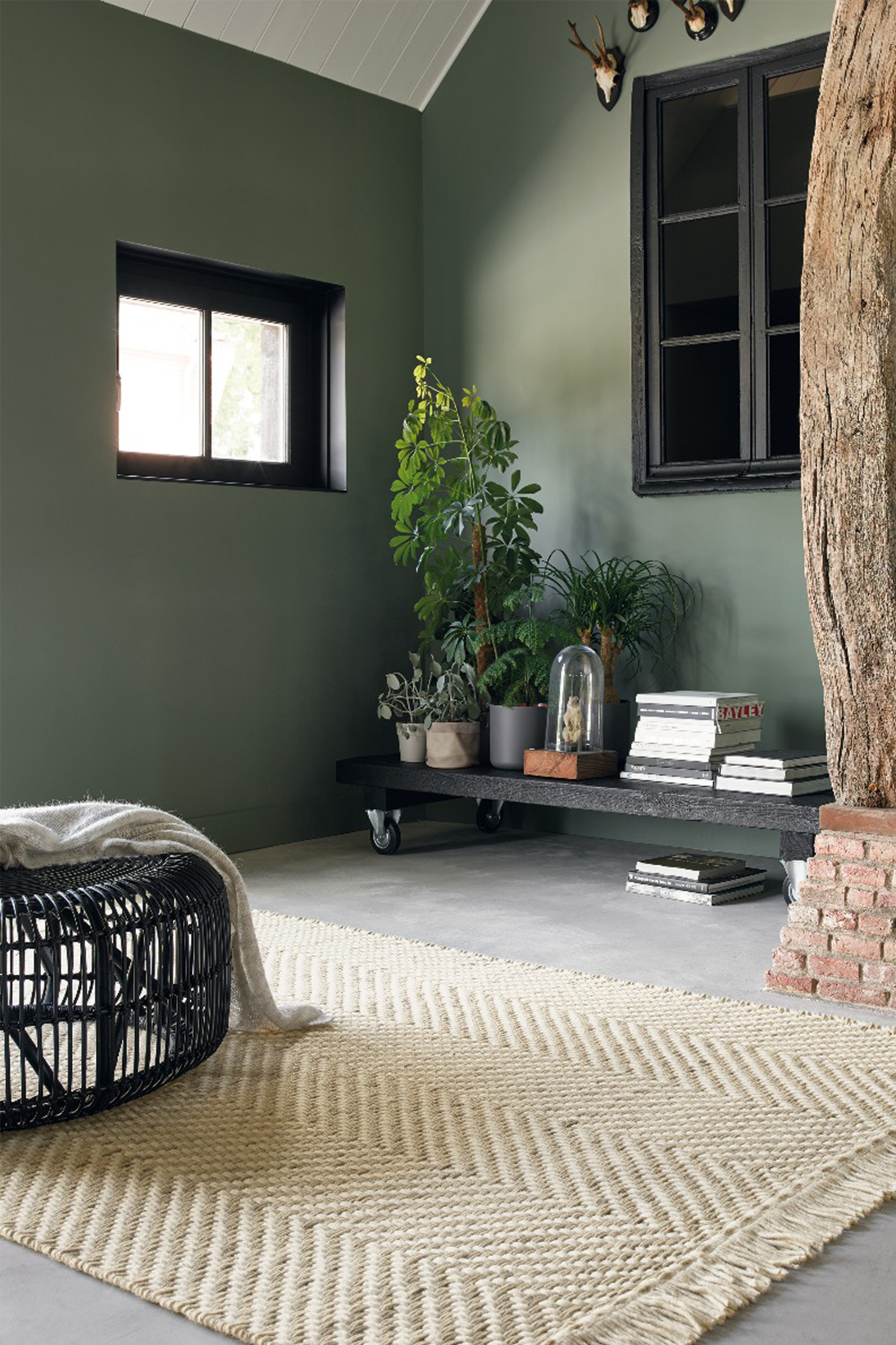 Woven beige brink and campman rug