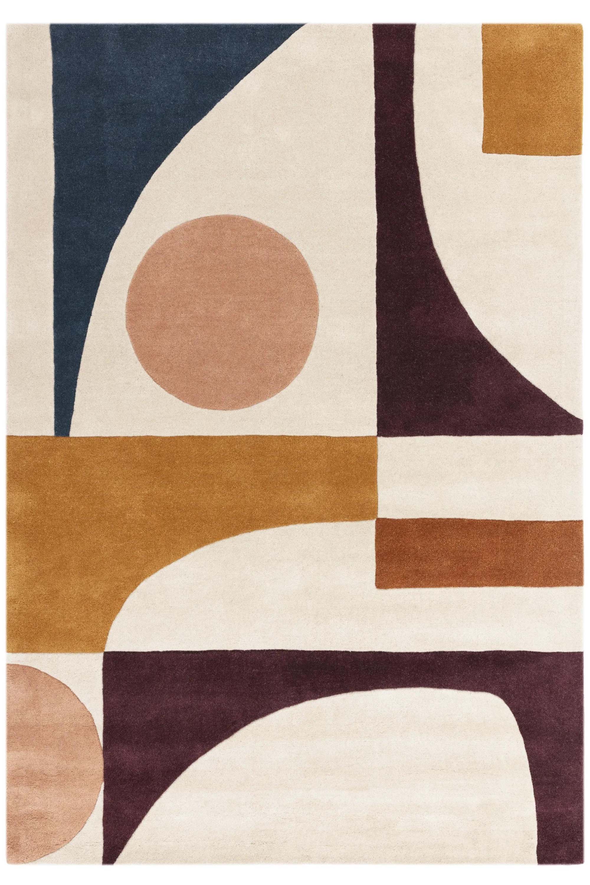 Geometric wool rug featuring a multicolour pattern