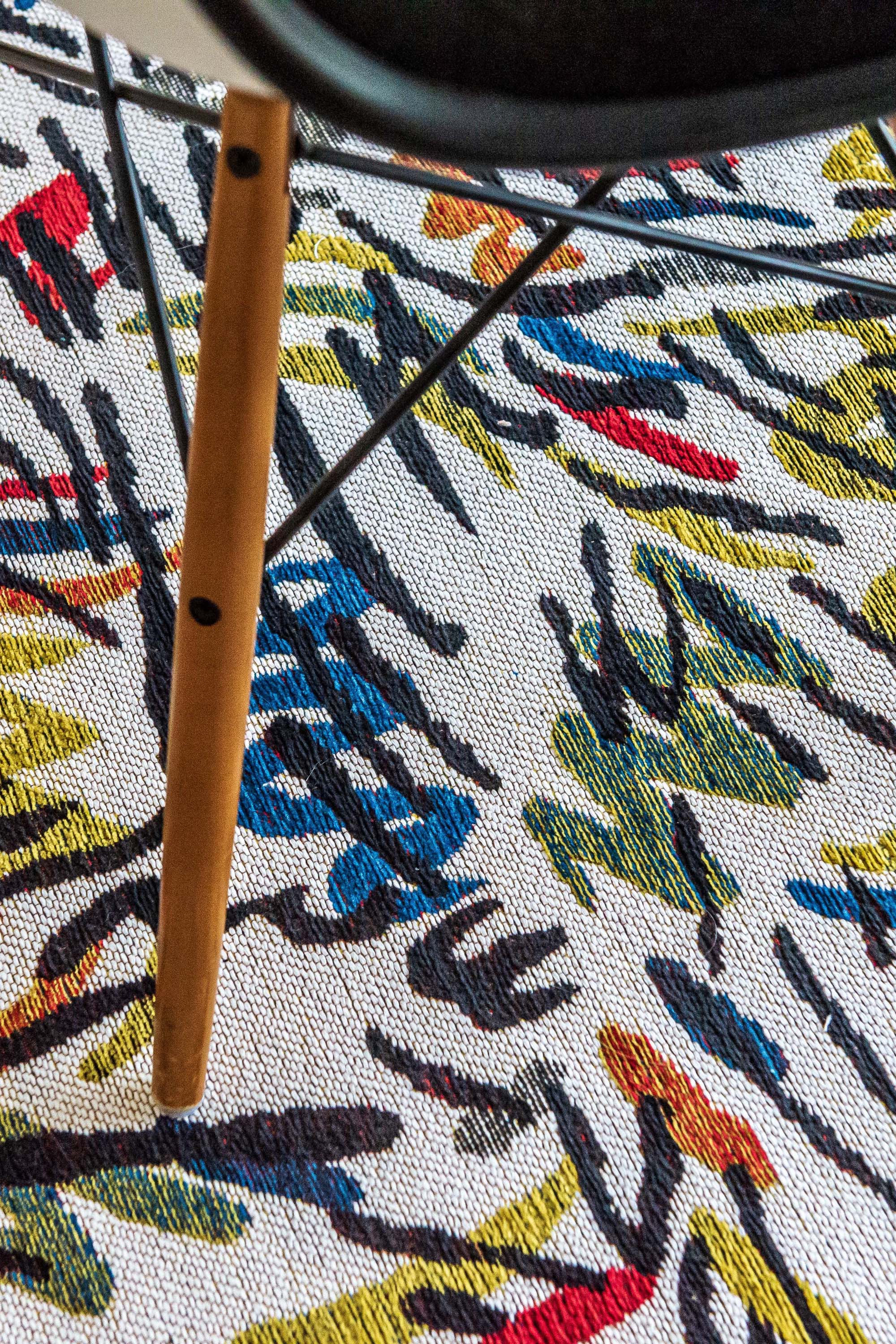 multicolour abstract rug with a squiggle design