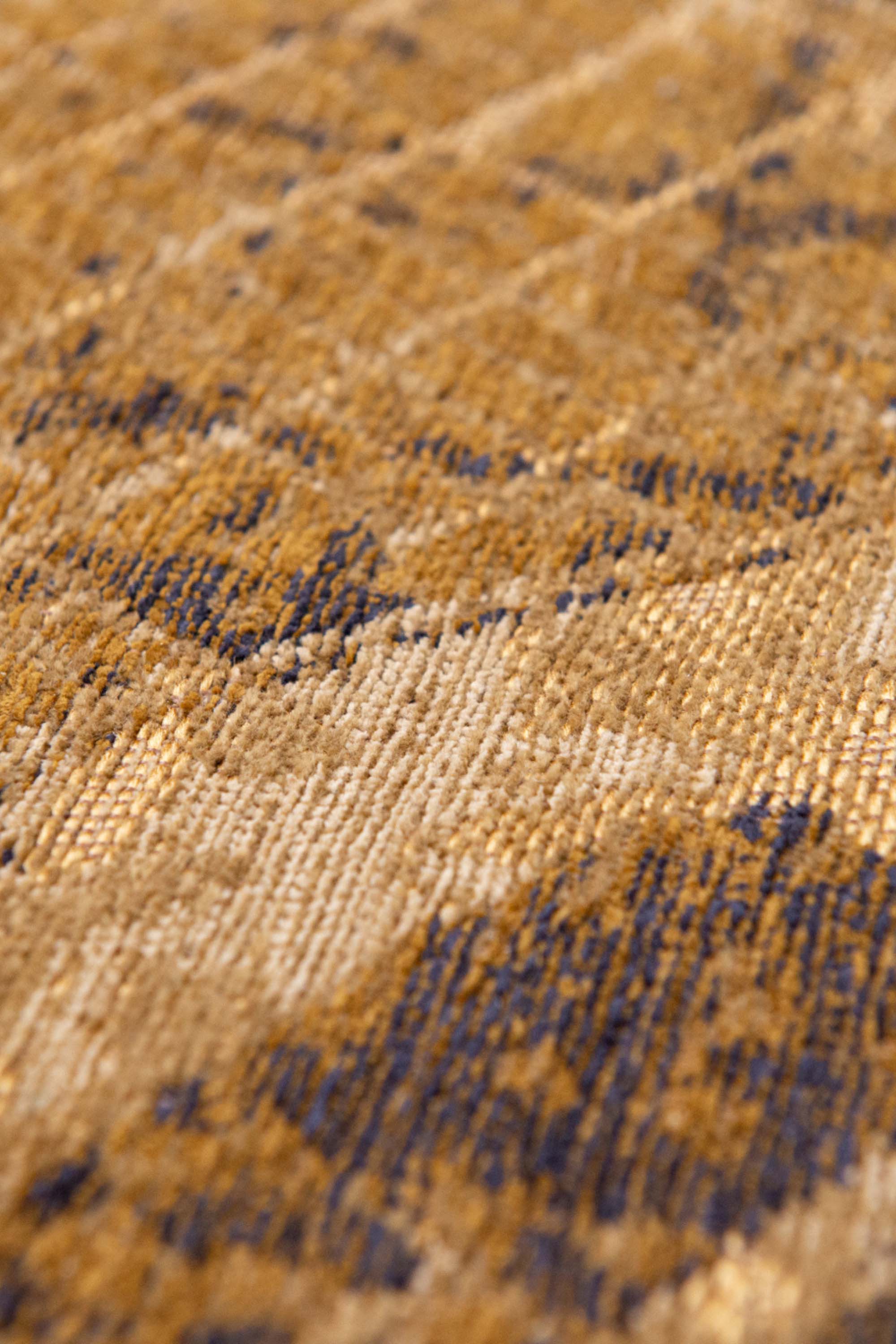 Gold abstract rug with a pattern inspired by the map of New York