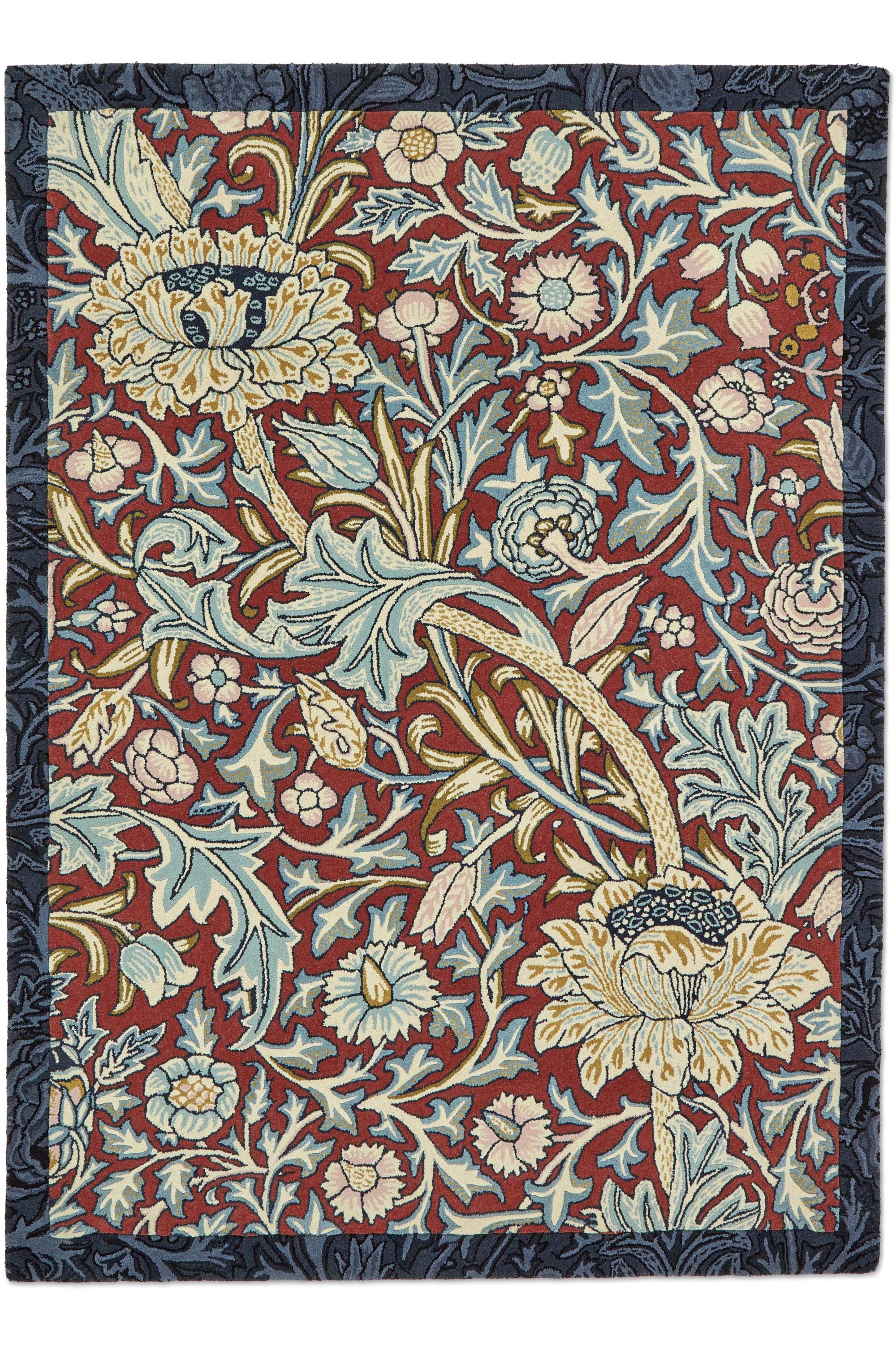 Multicolour floral bordered rug