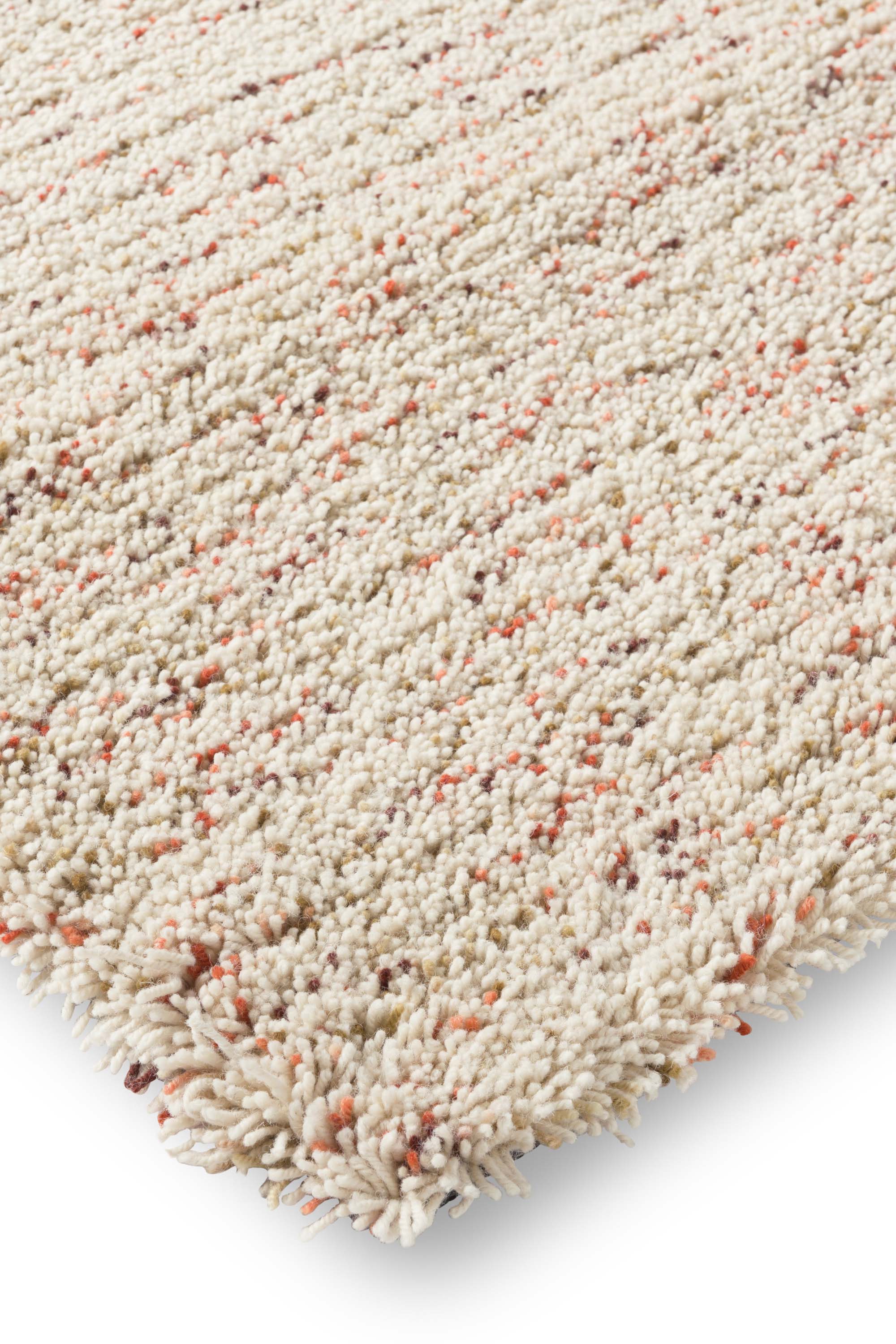 Plain textured rug with cream and multicolour pile