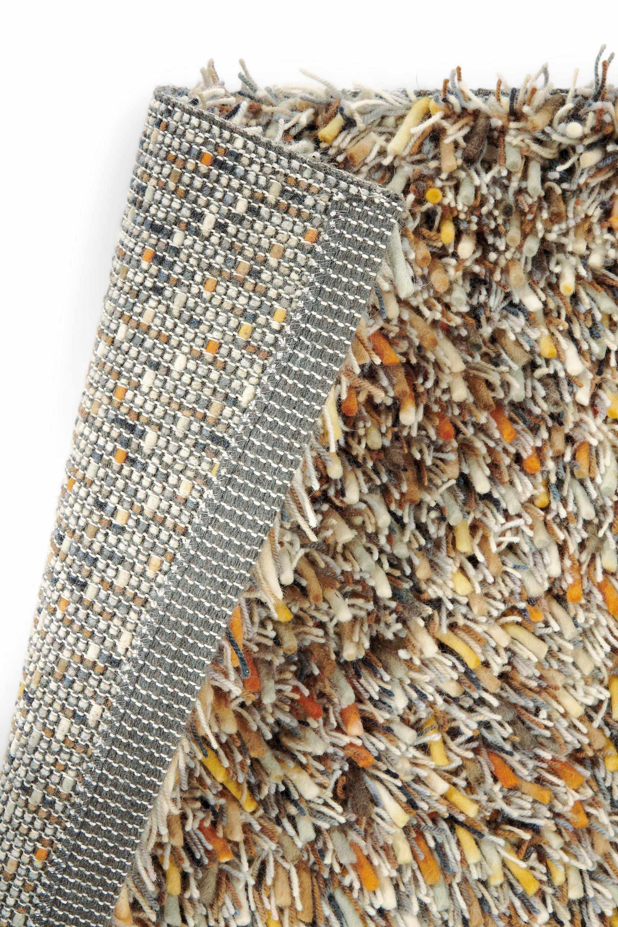 brink and campman brown and beige shagpile wool rug