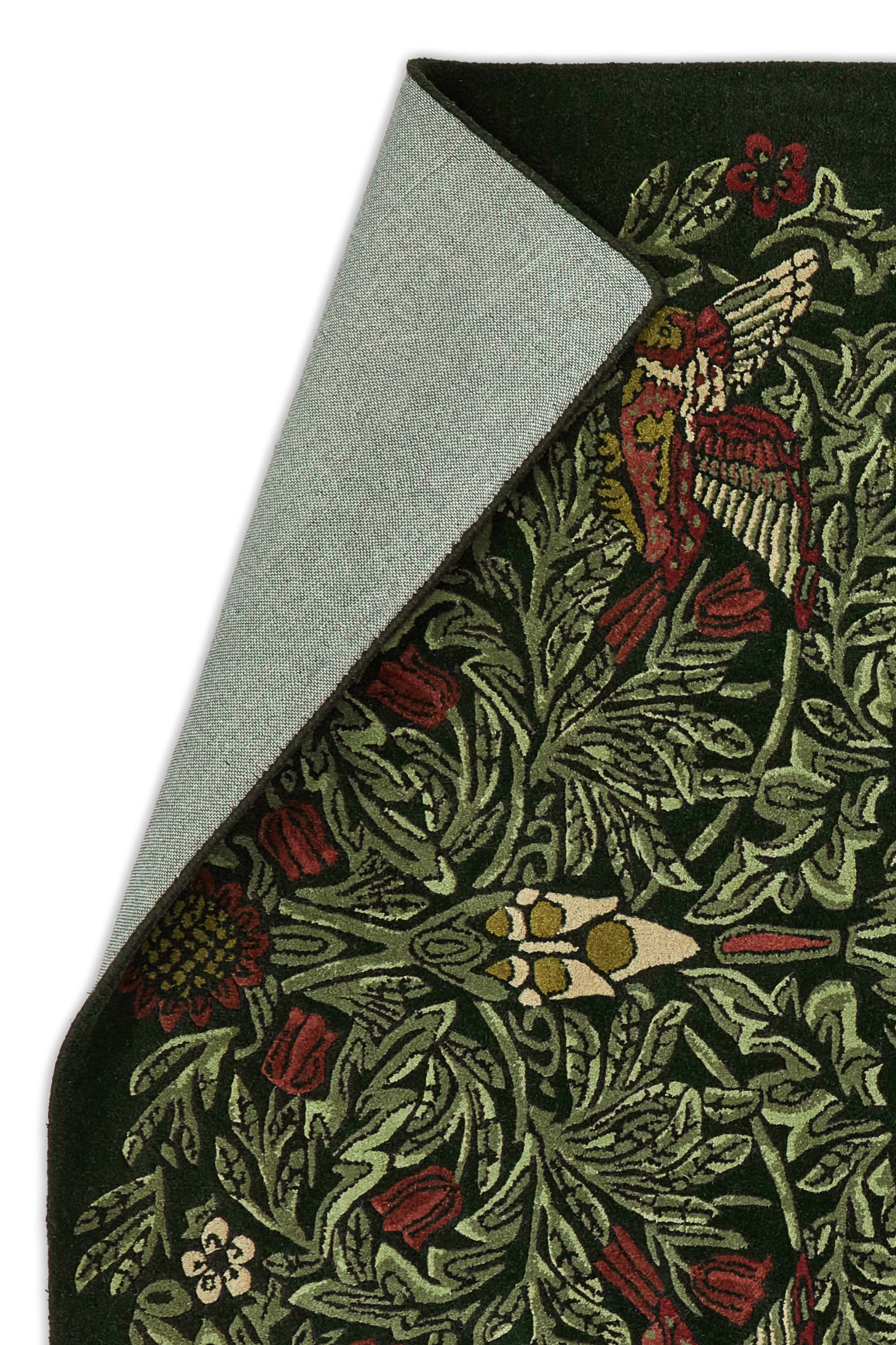 Green floral abstract rug