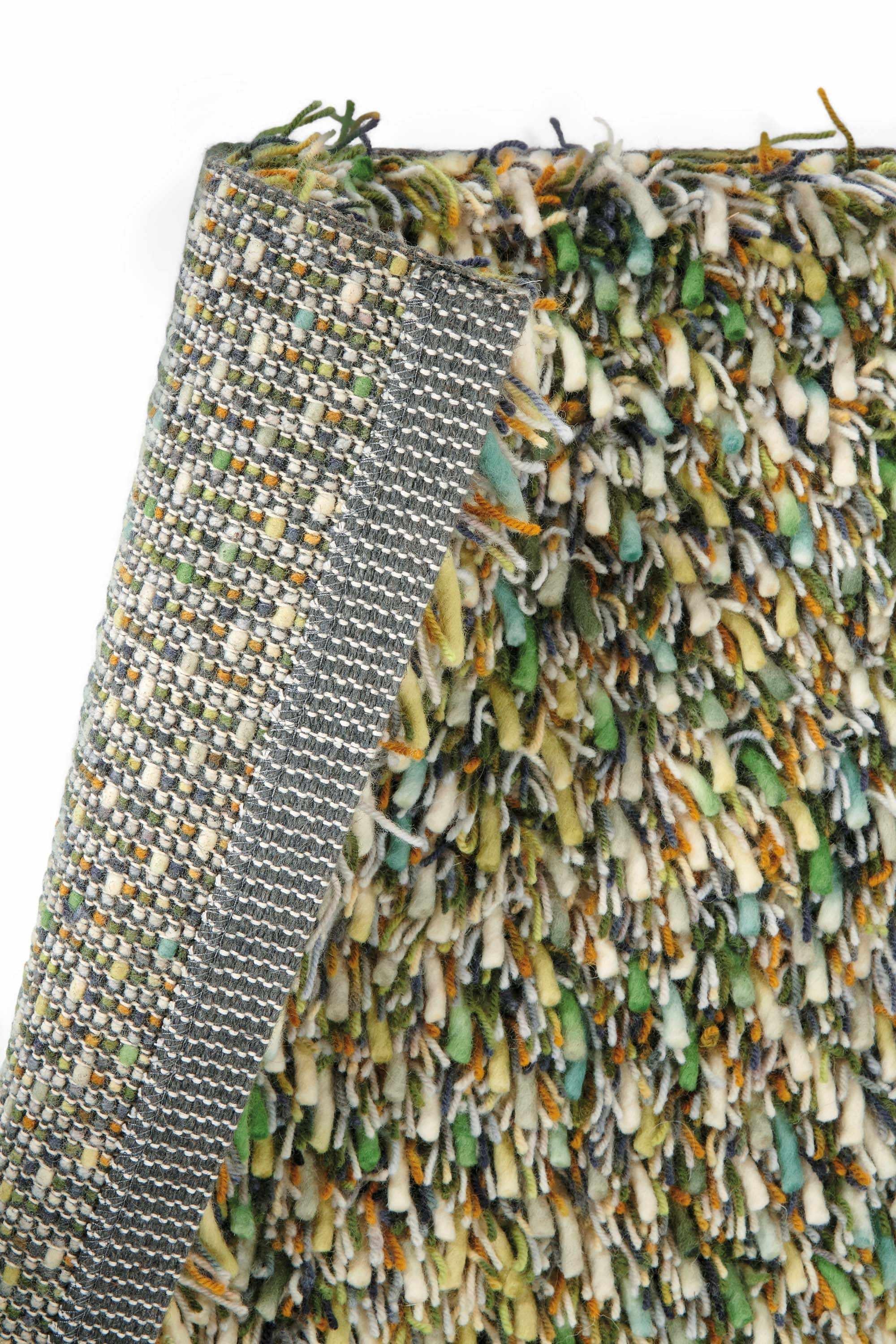 brink and campman green shagpile wool rug