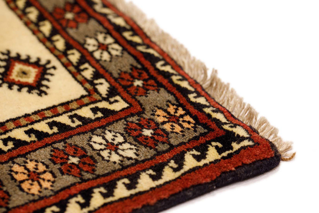 cream persian wool runner with traditional design