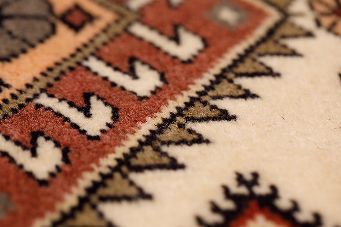 cream persian wool runner with traditional design