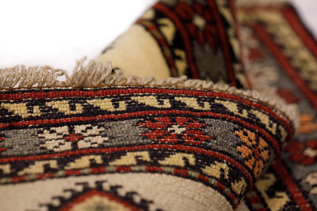 cream persian wool runner with traditional design