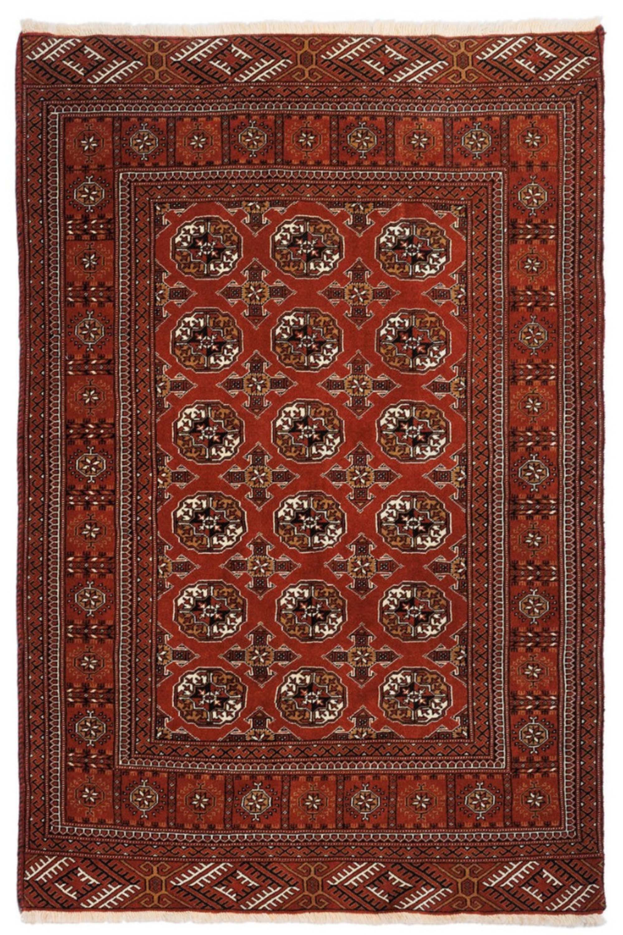 red oriental rug with traditional pattern