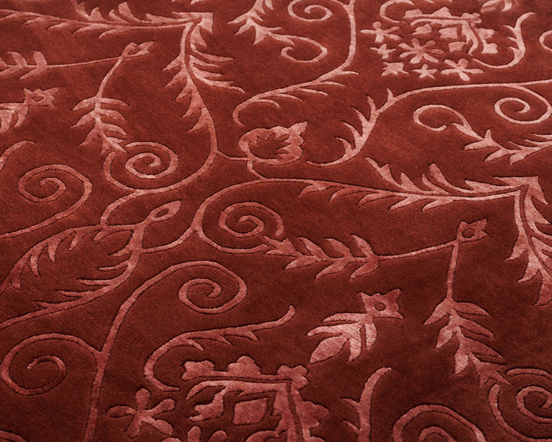 oriental rug in red geometric tribal design