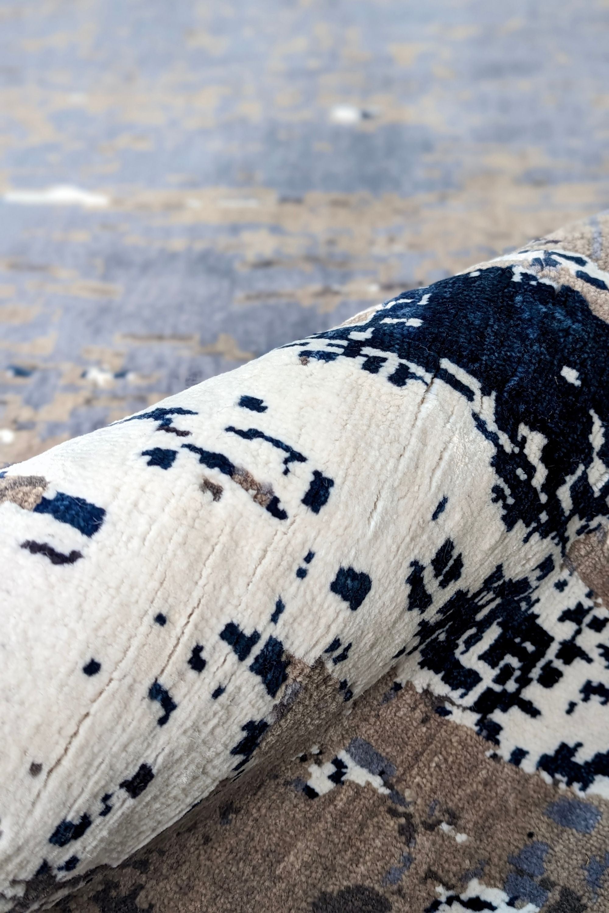 Thar Grey Blue Abstract Rug