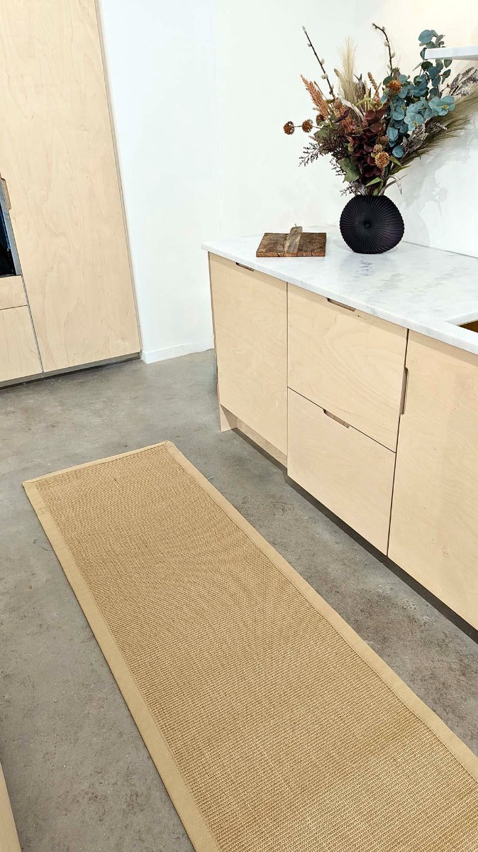 Bordered Sisal Runner Linen