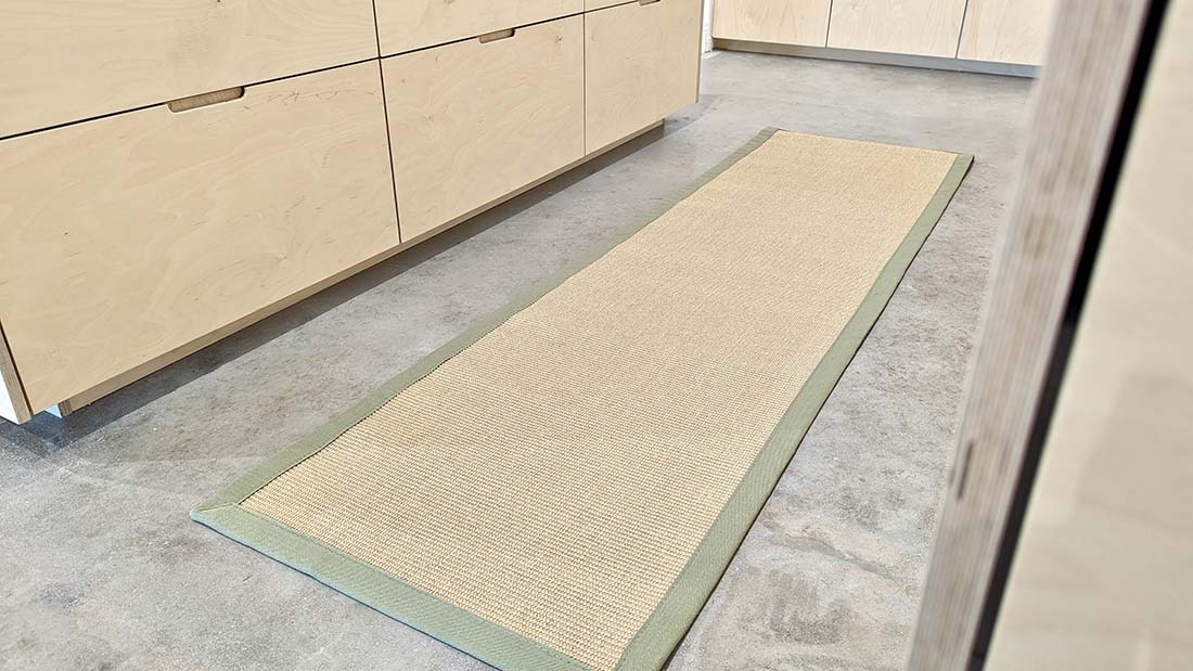 Bordered Sisal Runner Linen with Sage Border