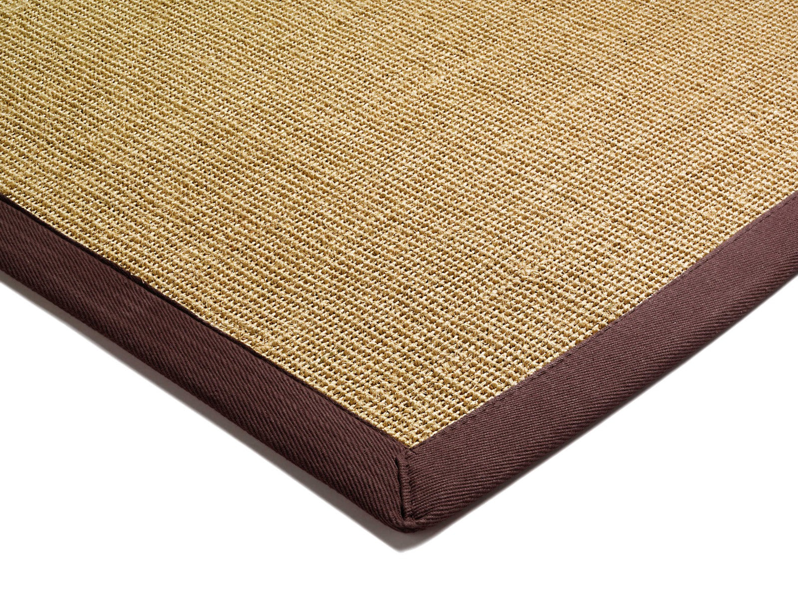 Bordered Sisal Rug Linen with Chocolate border