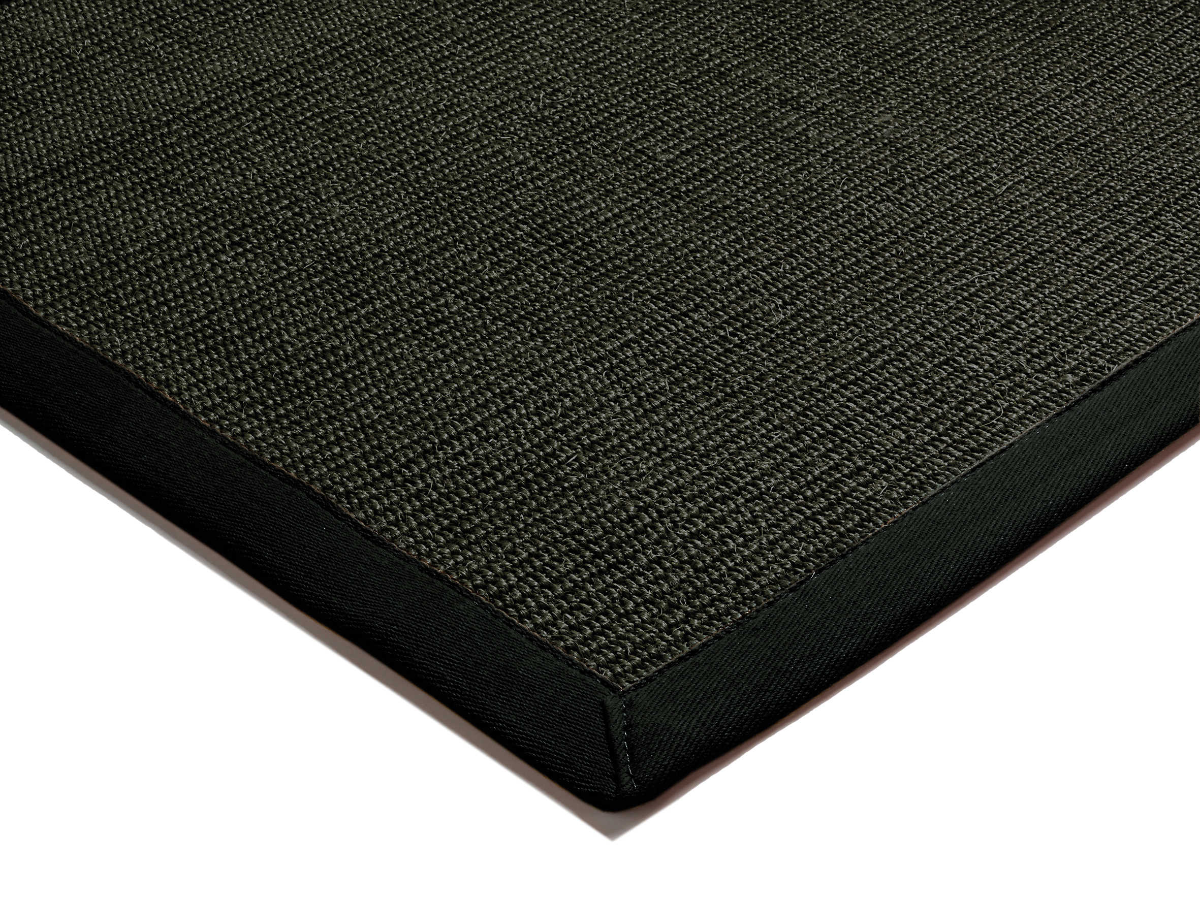 black sisal rug with a black border