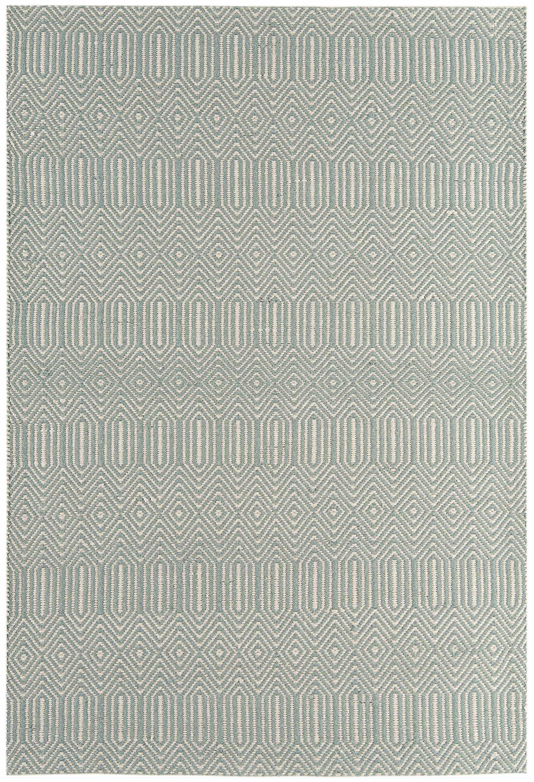 duck egg blue and white woven rug with aztec chevron pattern