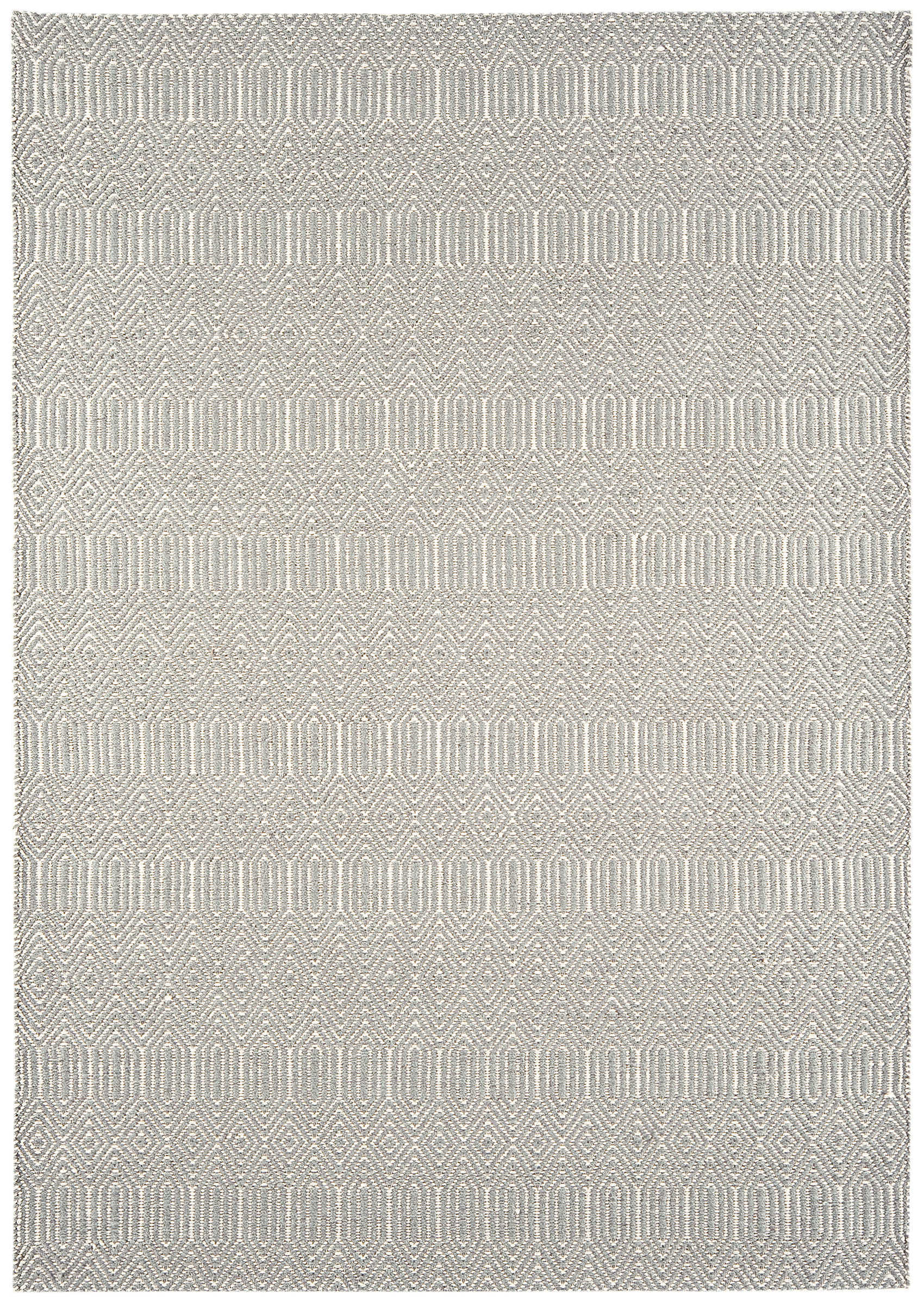 silver and white rug with aztec chevron pattern