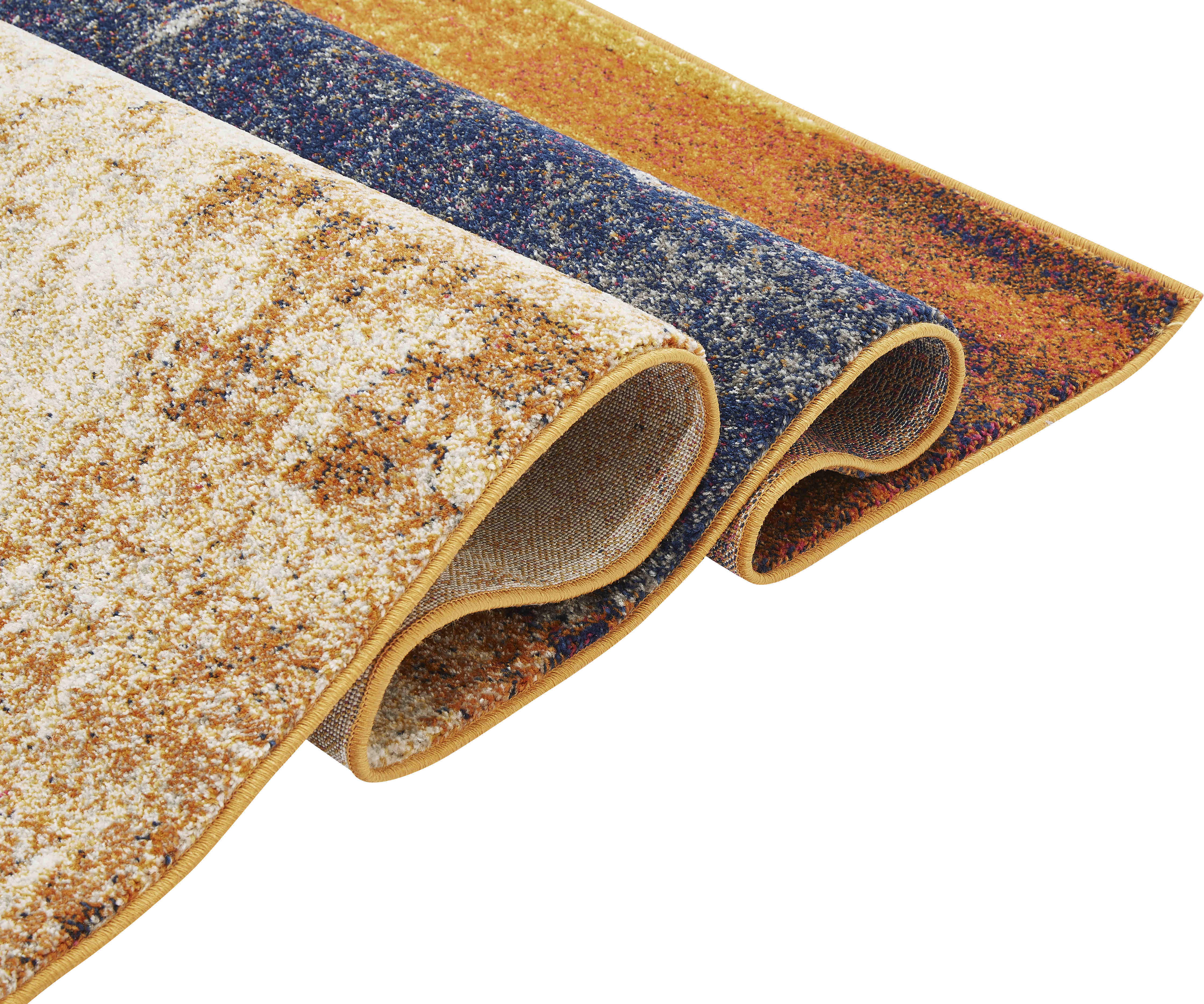 blue and orange abstract rug