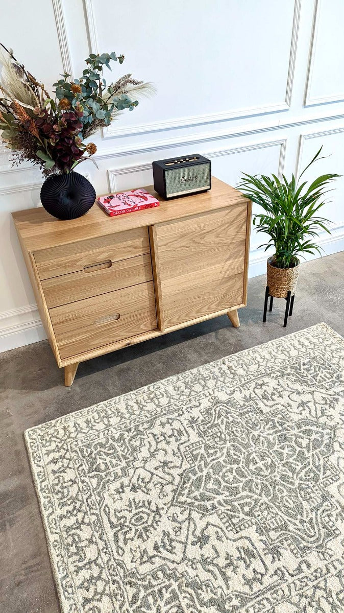Bronte Silver Vintage Style Wool Rug