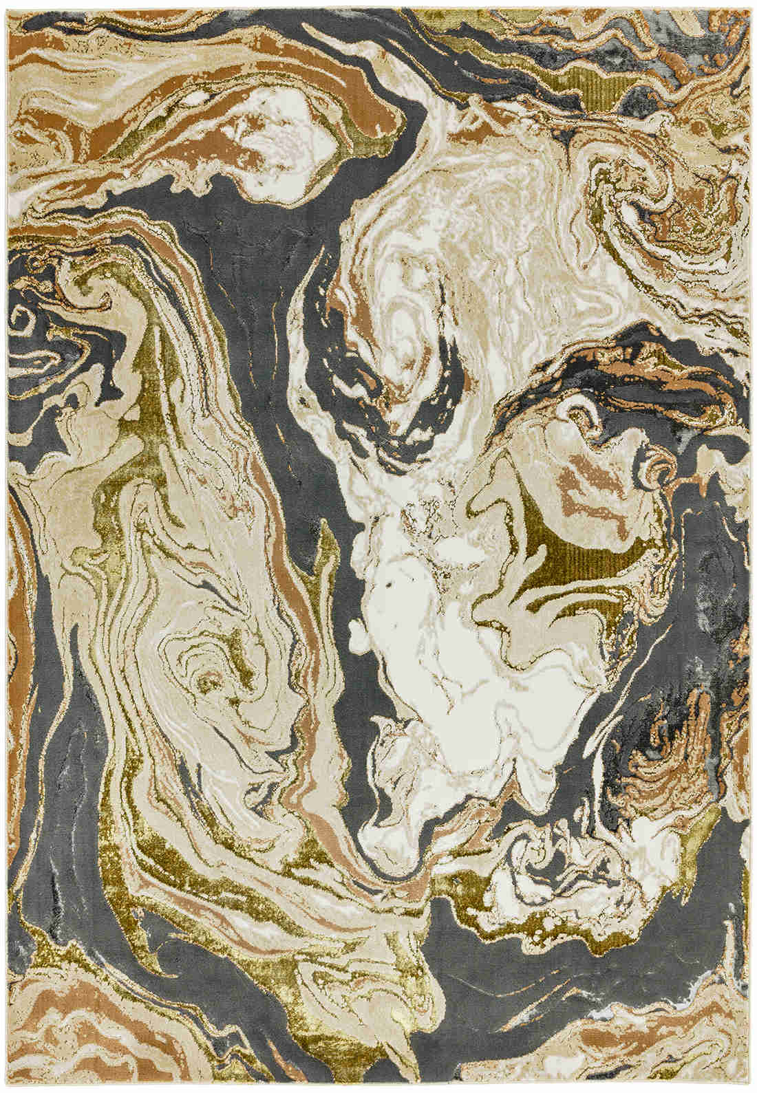 Rug with grey and gold marble design