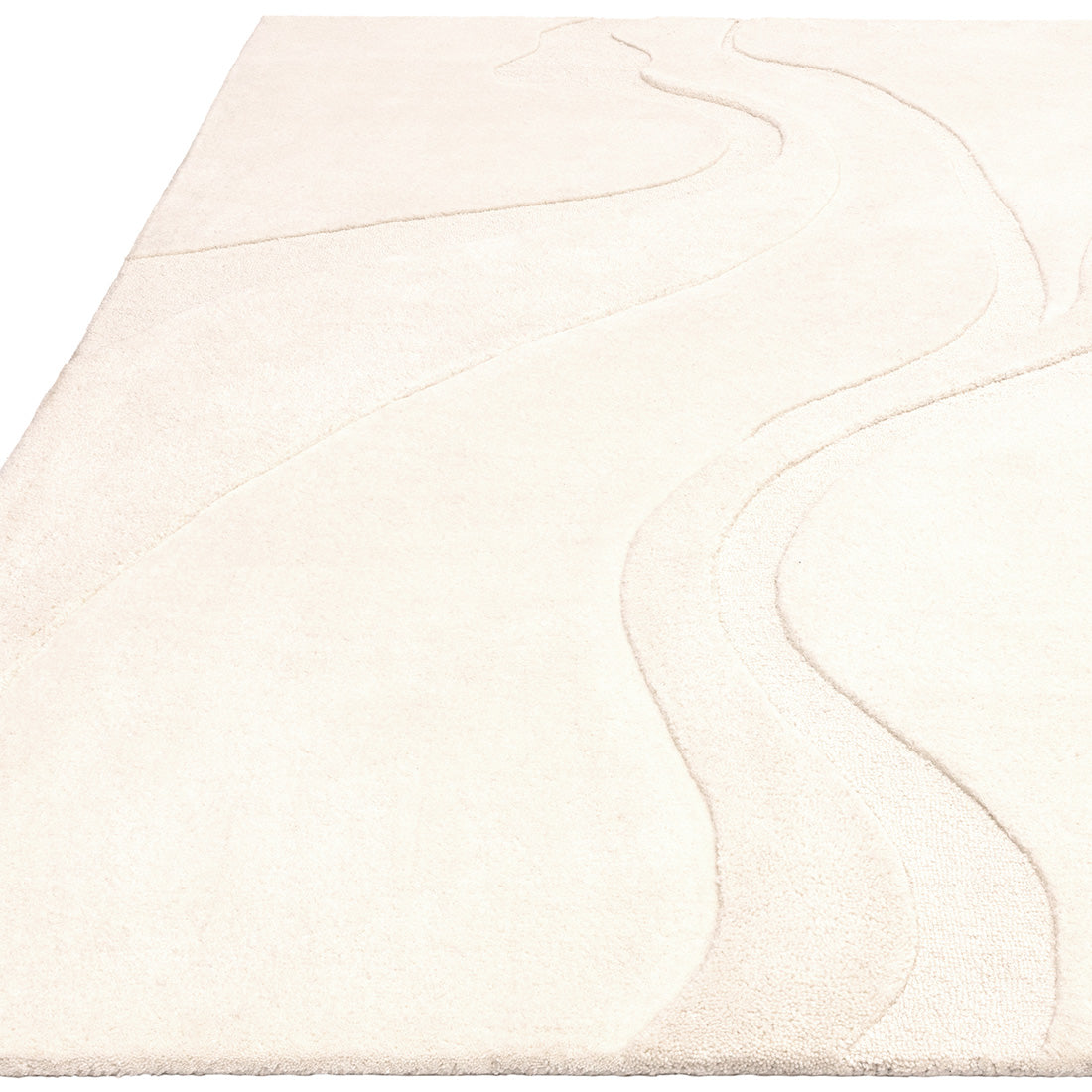 Modern rectangle cream rug with fluid abstract pattern