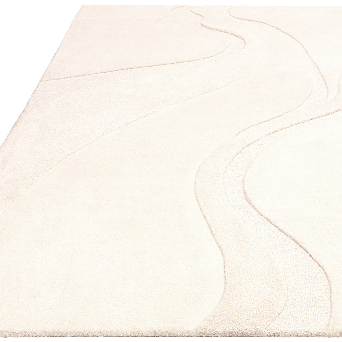 Modern rectangle cream rug with fluid abstract pattern 

