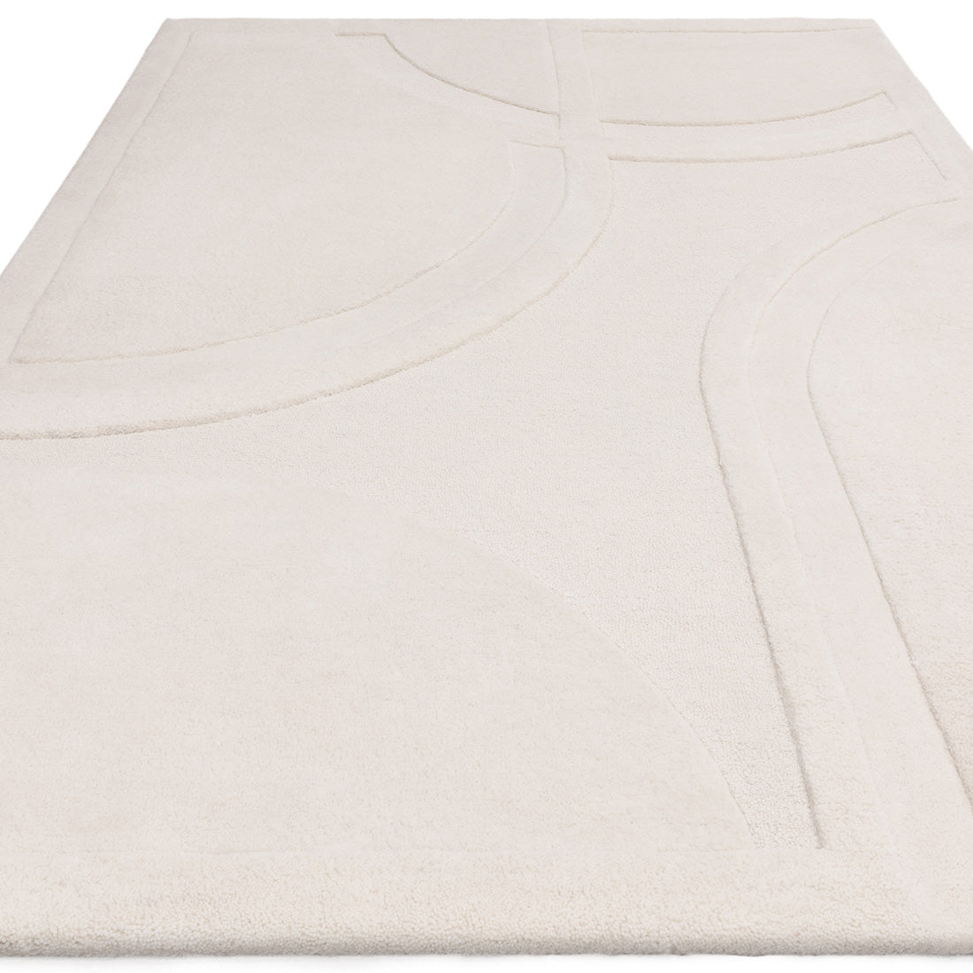 Modern rectangle cream rug with abstract cream pattern
