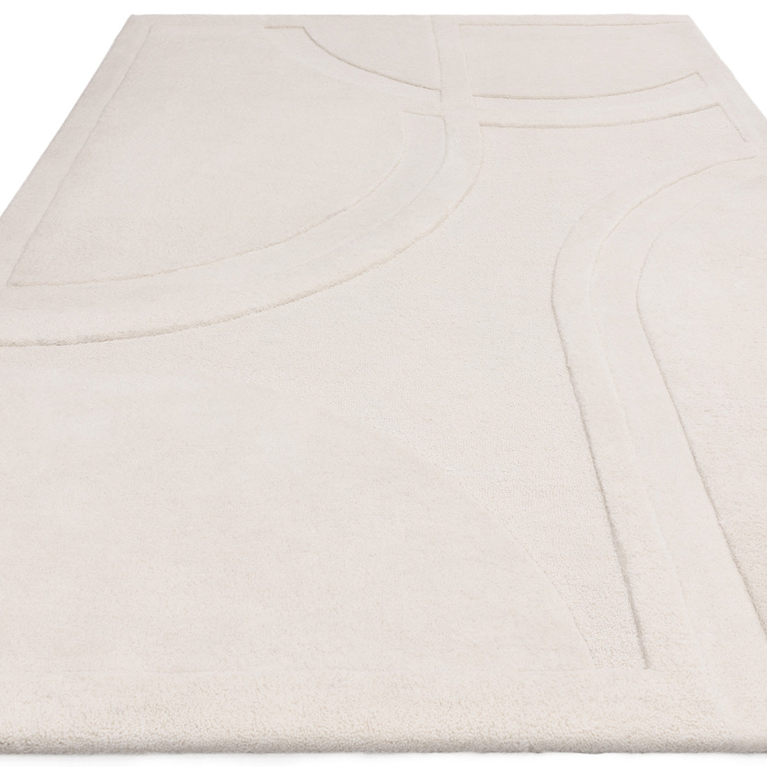 Modern rectangle cream rug with abstract cream pattern