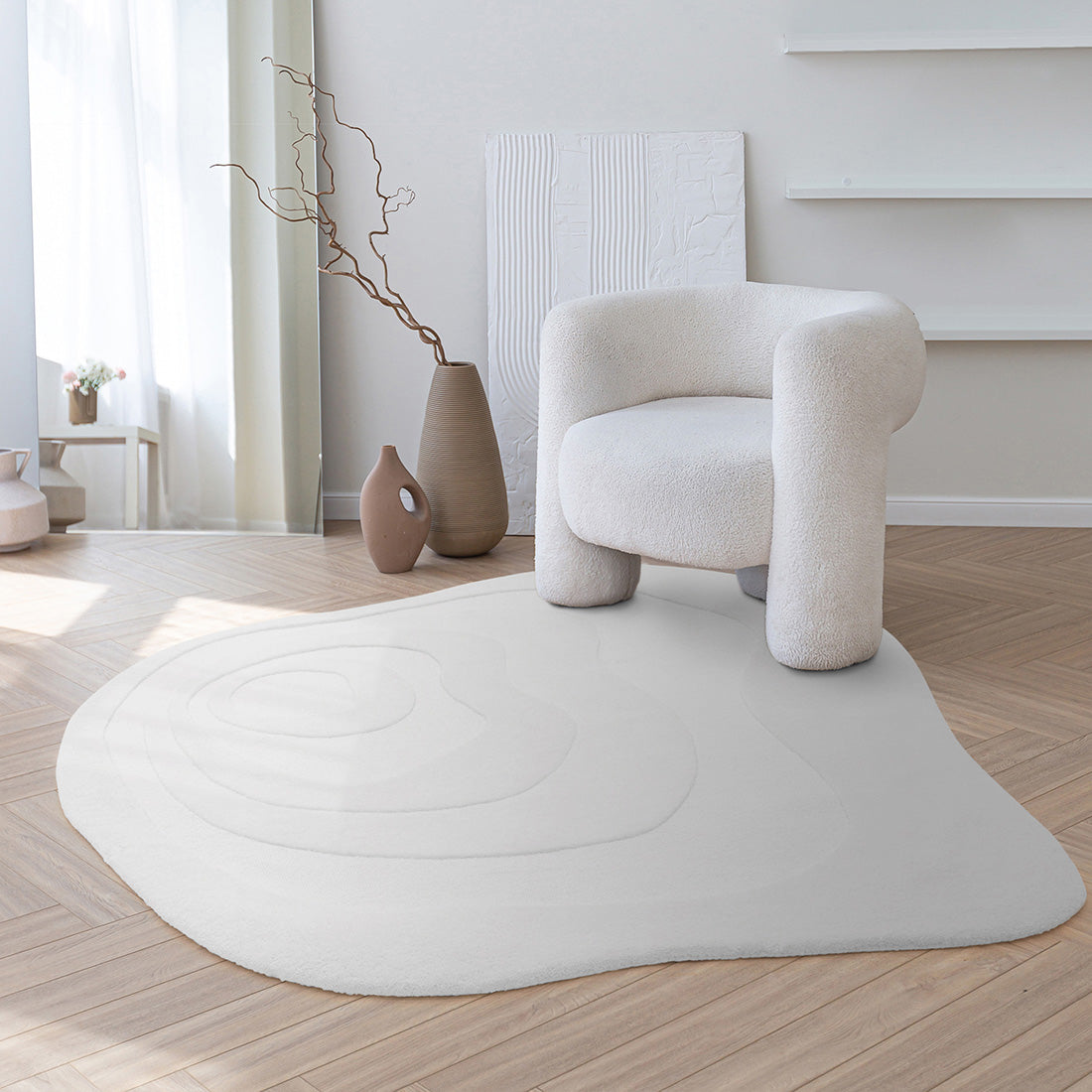 fluid abstract shaped rug