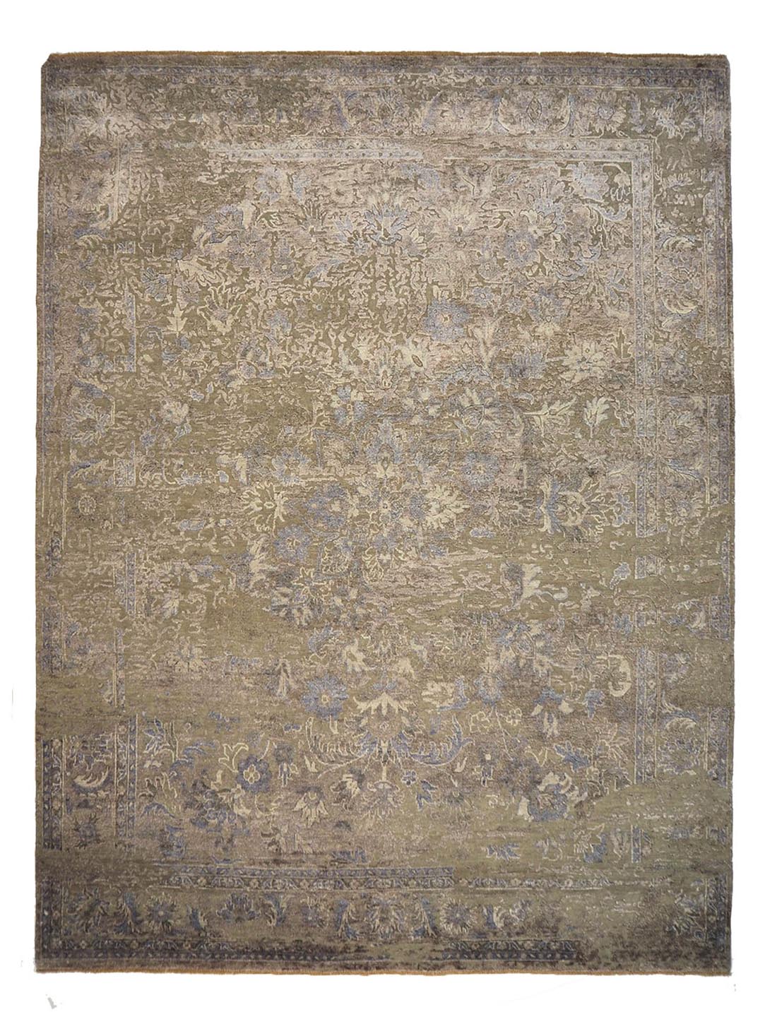 Authentic oriental rug with a damask pattern in beige