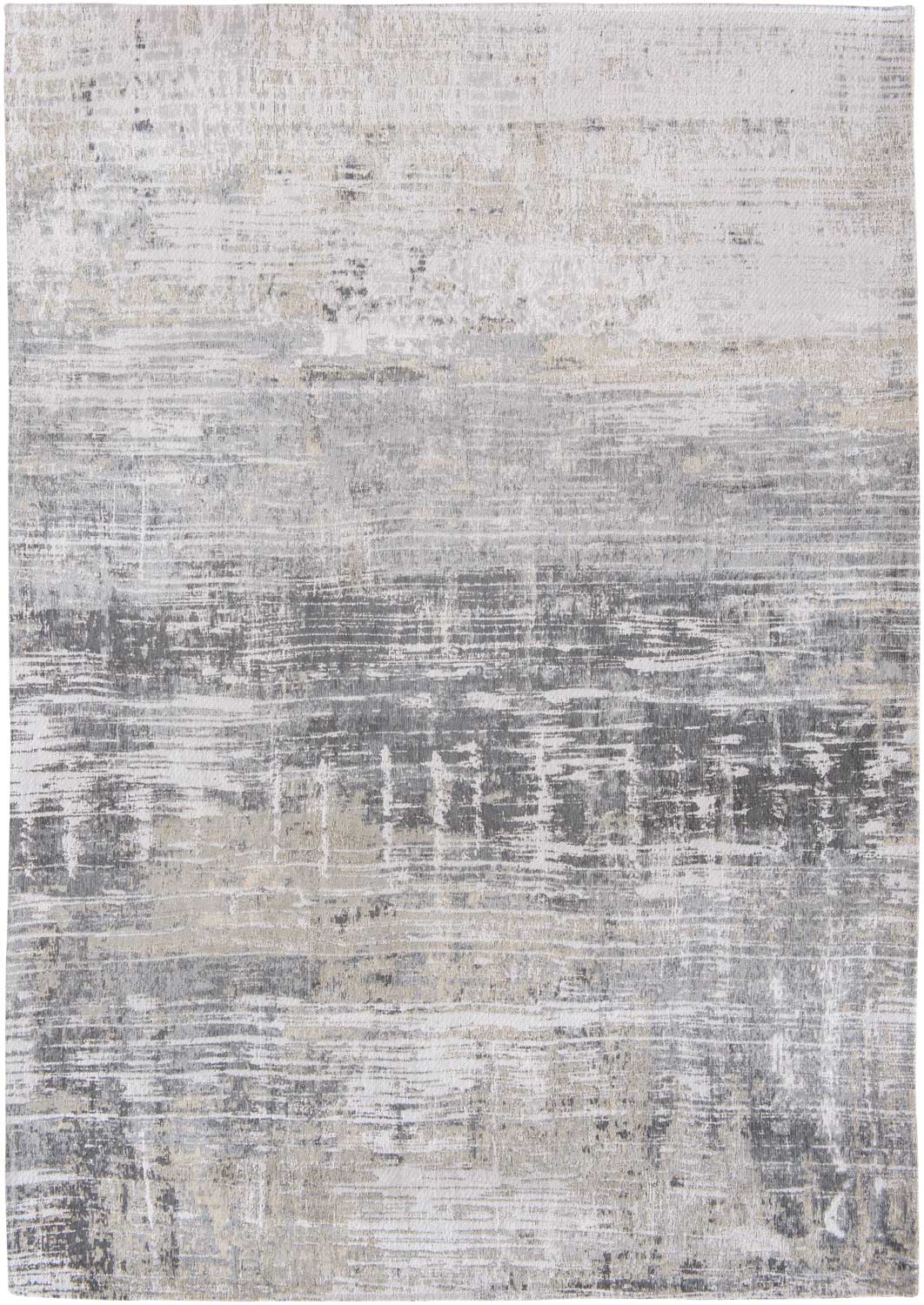 Flatweave rug with abstract stripe pattern in grey