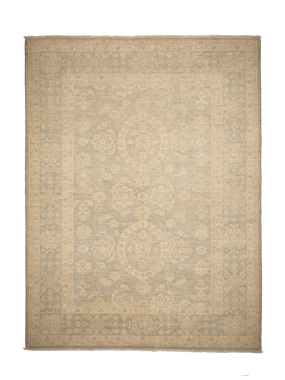 Authentic persian rug with delicate floral pattern in beige