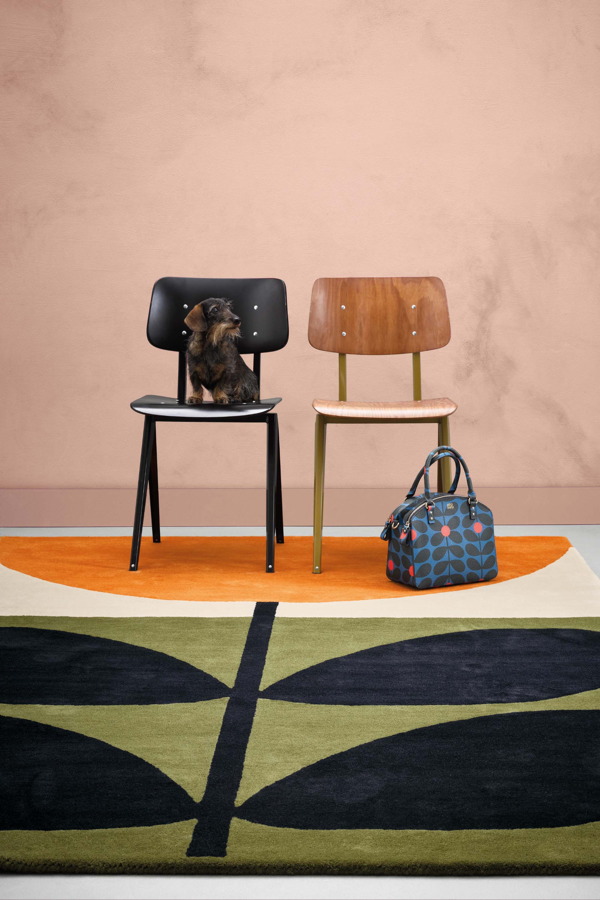 orla kiely stem black - multicolour flower rug