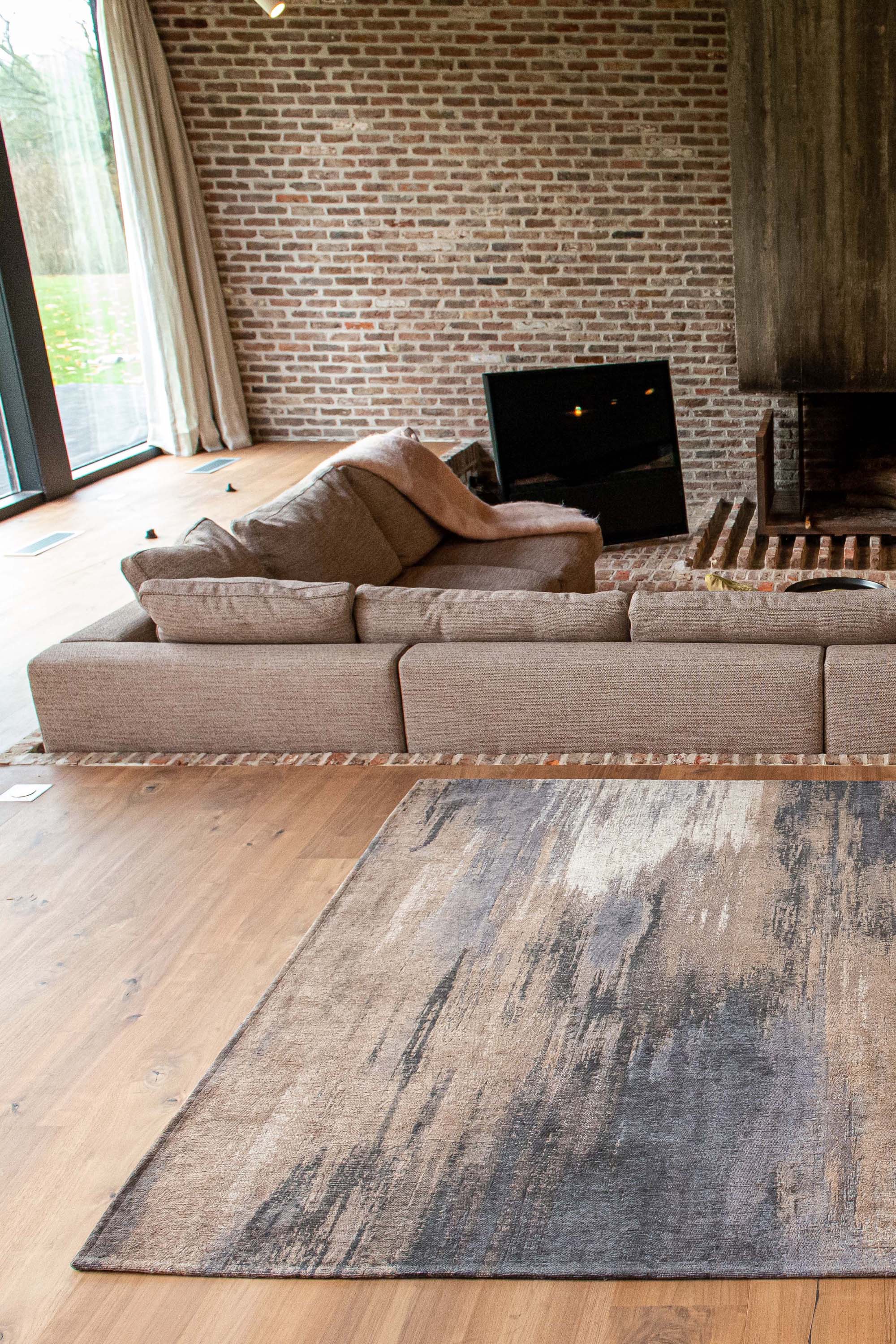 beige and grey abstract rug