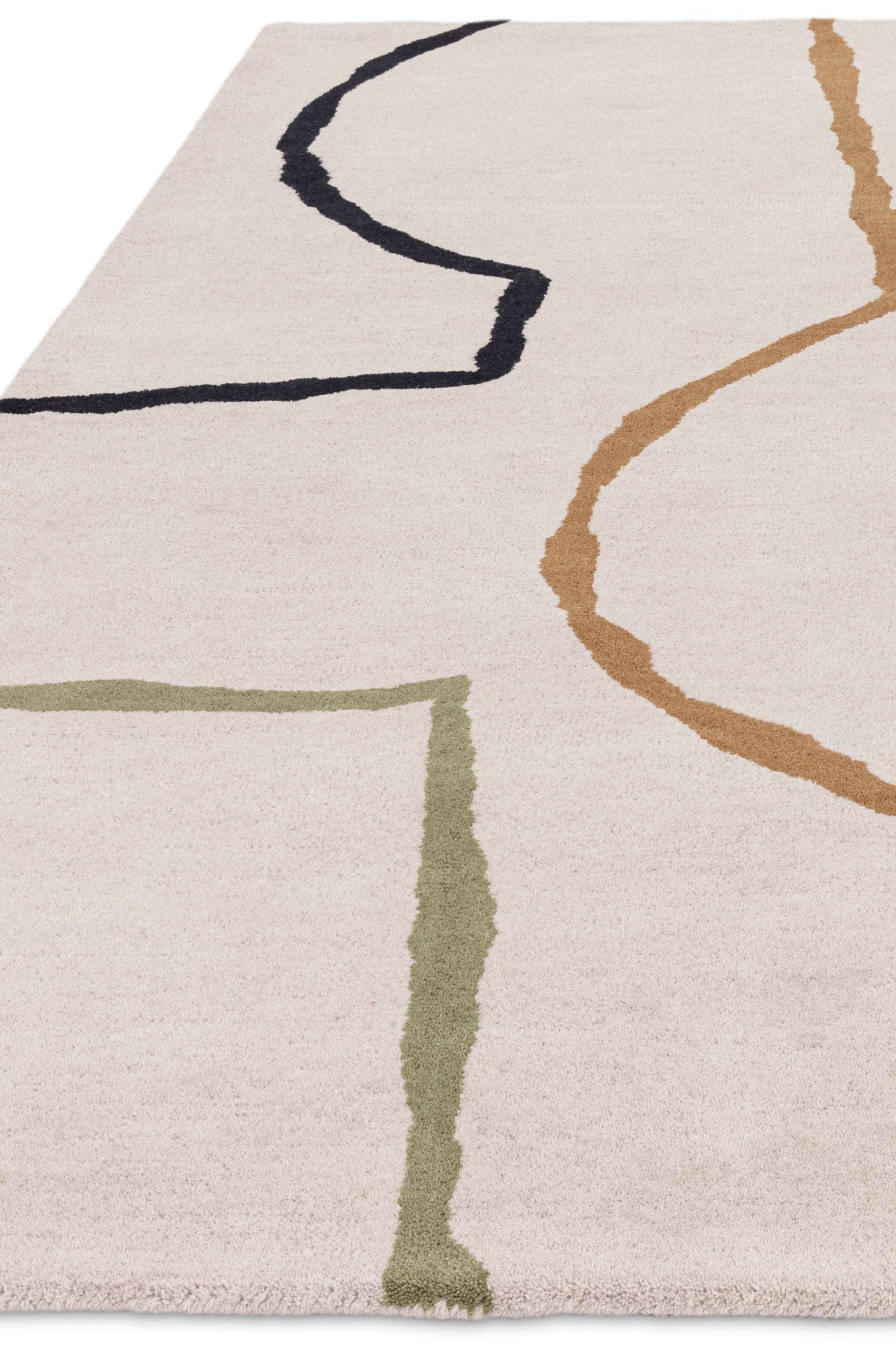 Geometric wool rug featuring a multicolour pattern