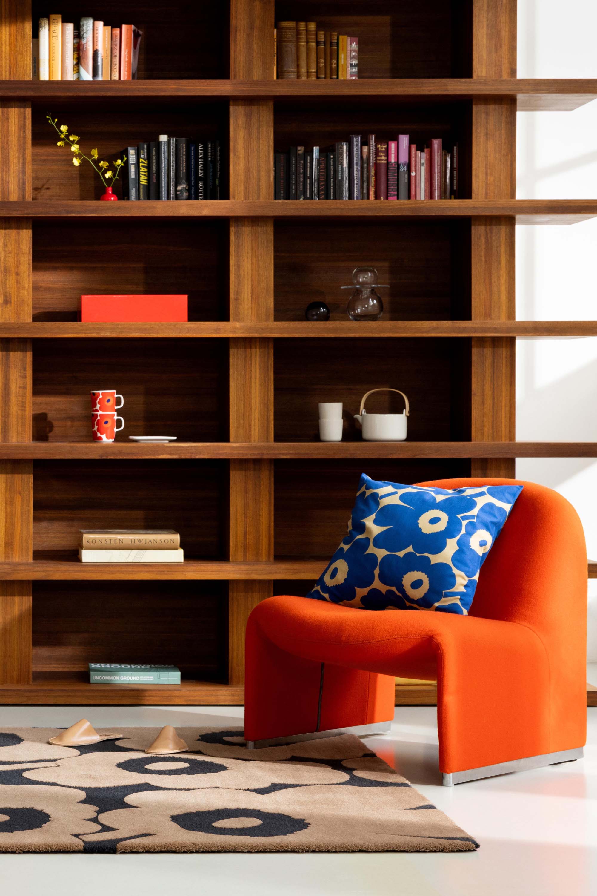 Brown patterned floral rug