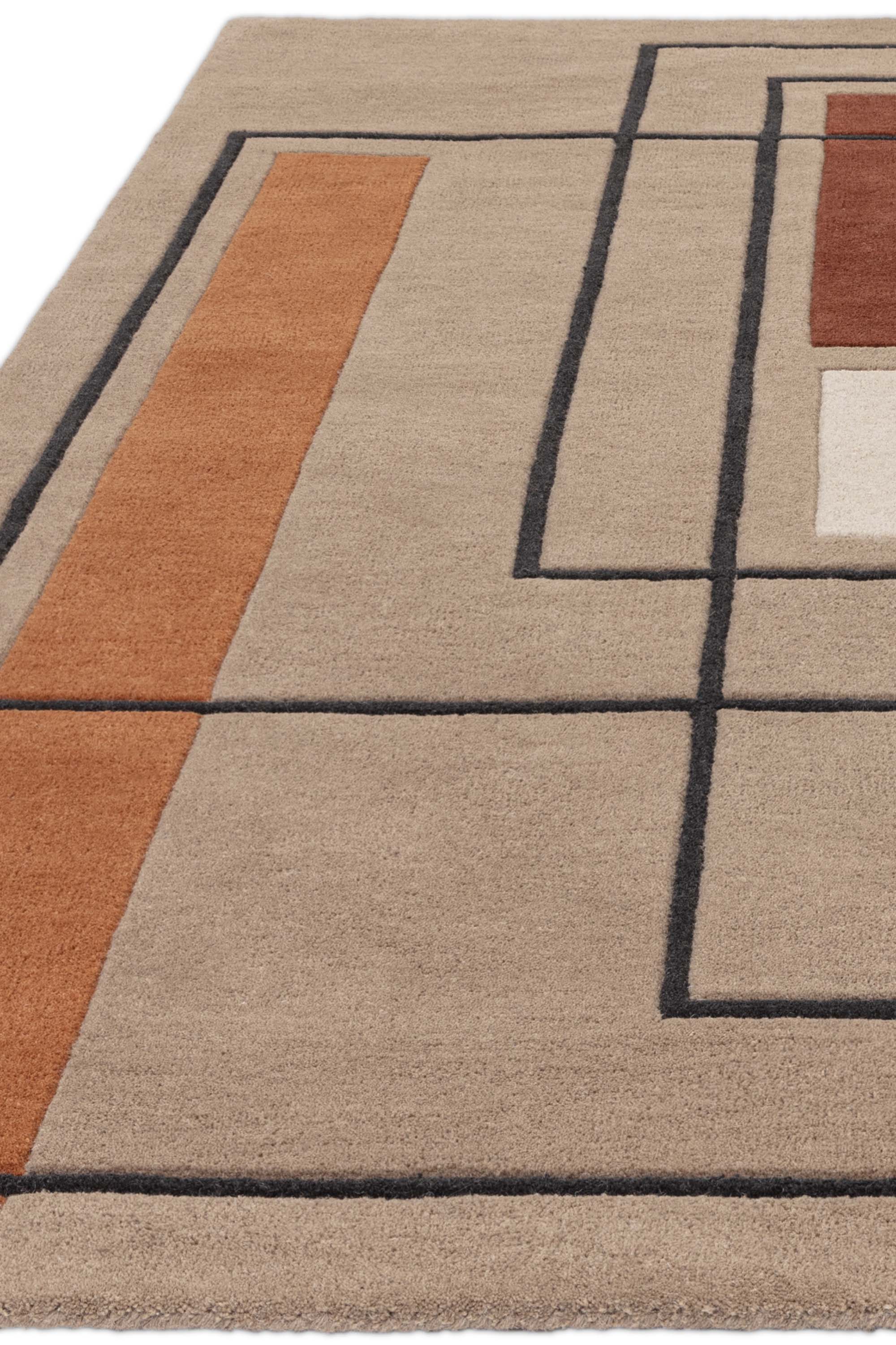 Geometric wool rug featuring a minimal pattern