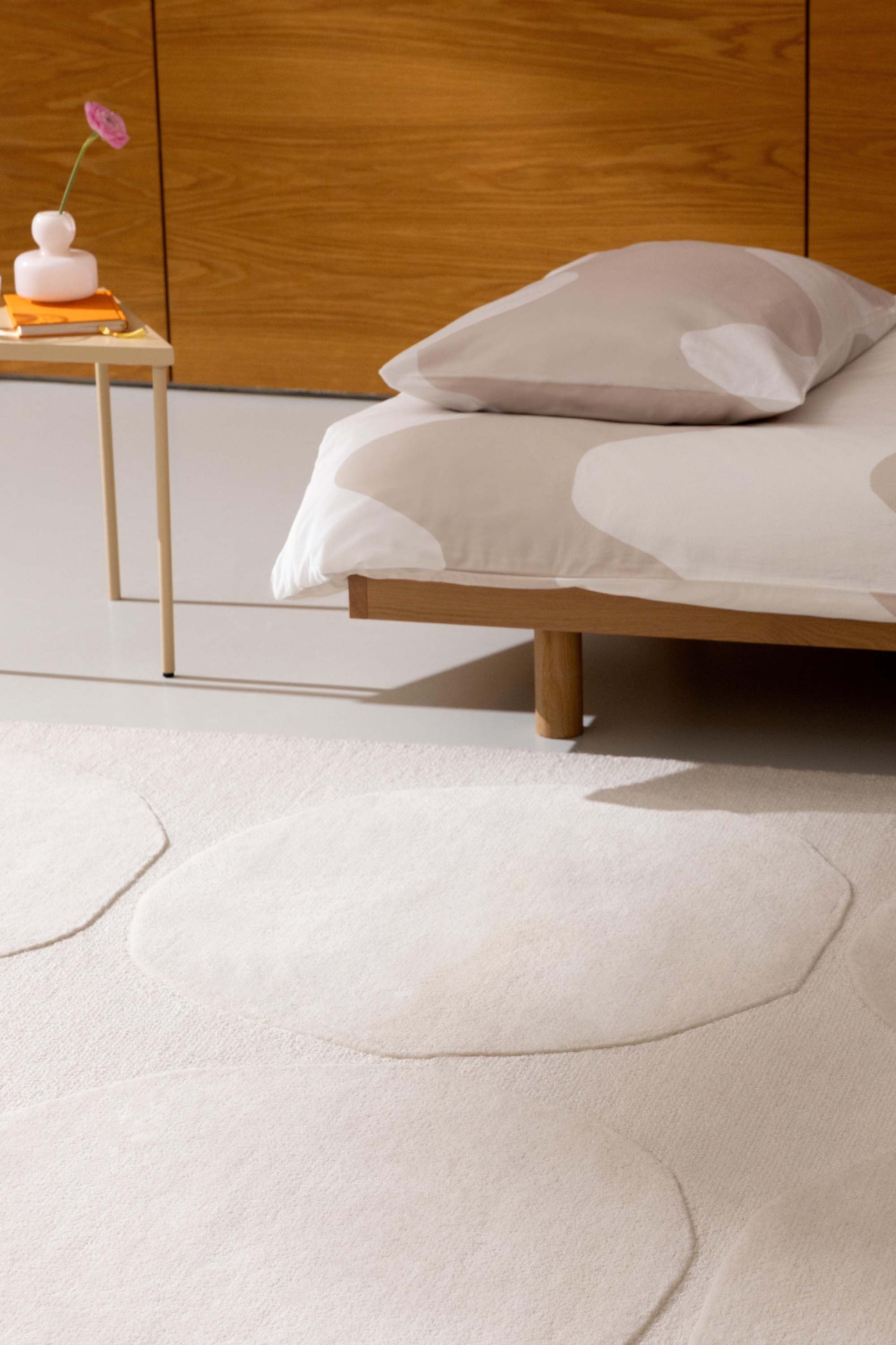 Beige rug with repeated circle pattern