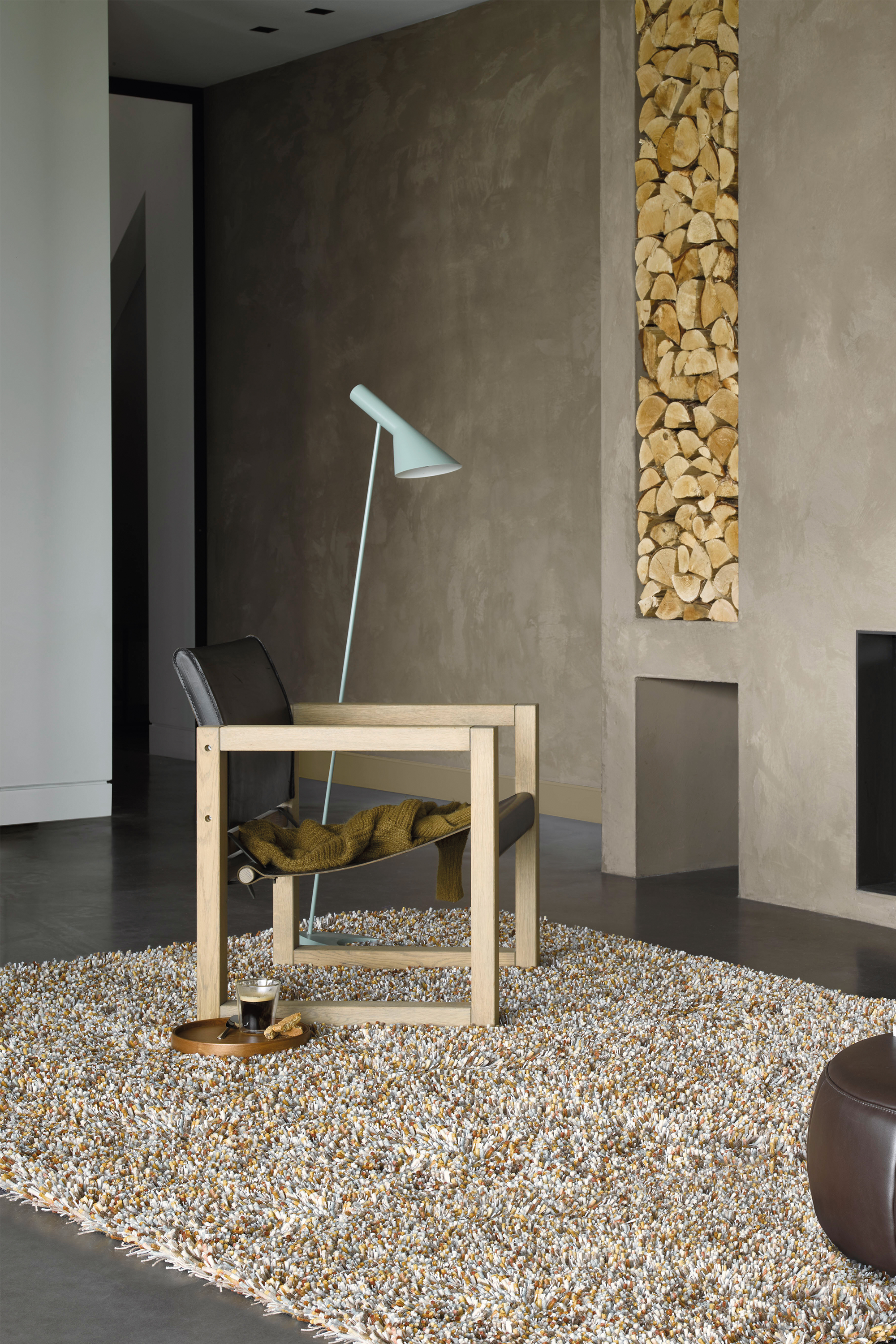 cream, yellow, rust and duck egg blue shagpile area rug