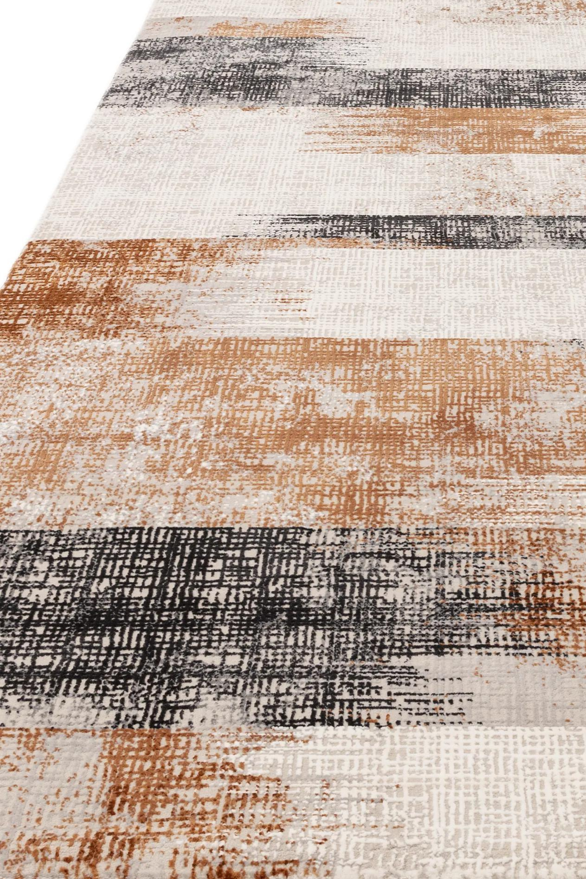 Modern flatweave rug with abstract gold design