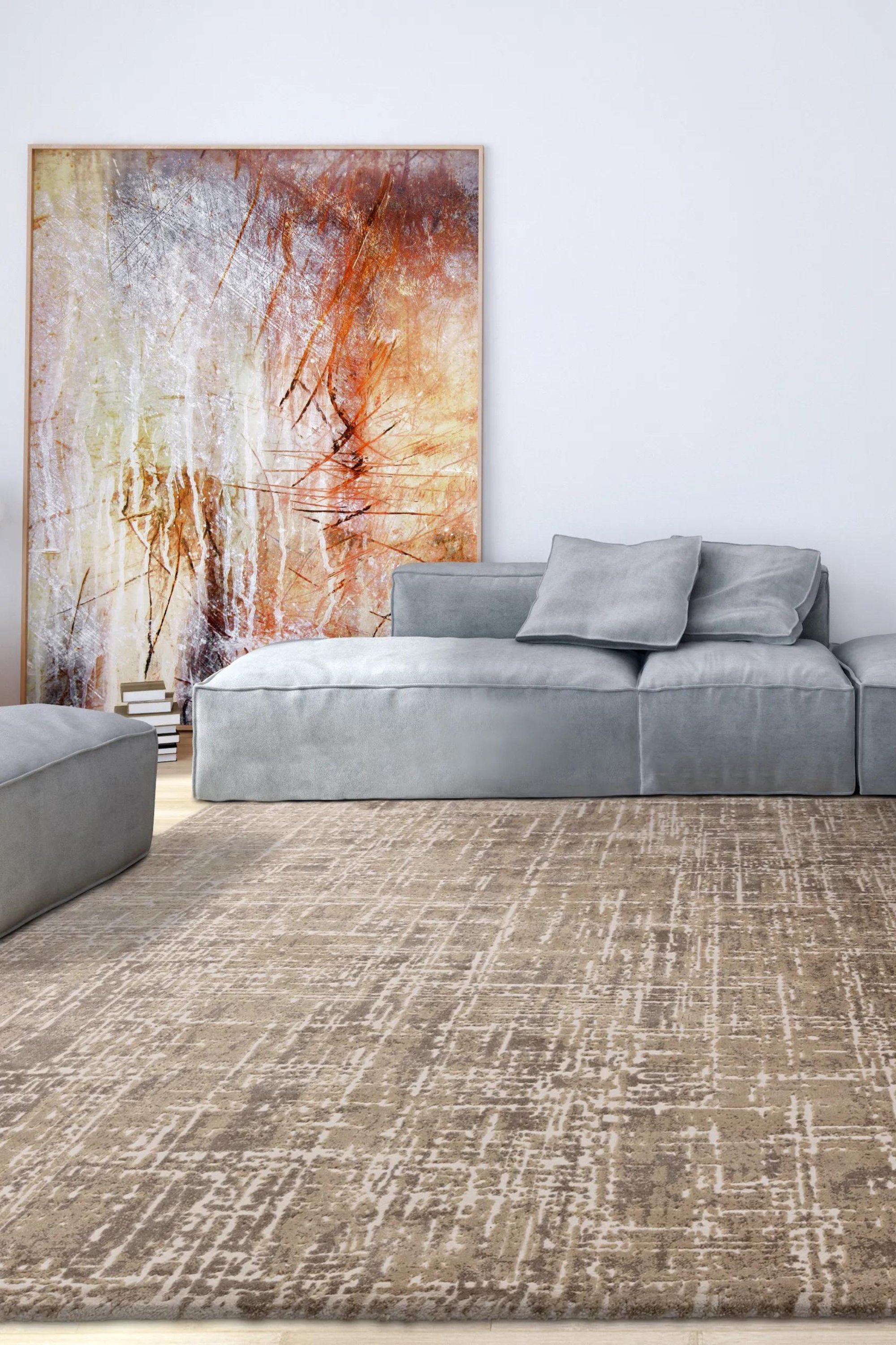 Modern flatweave rug with abstract beige design
