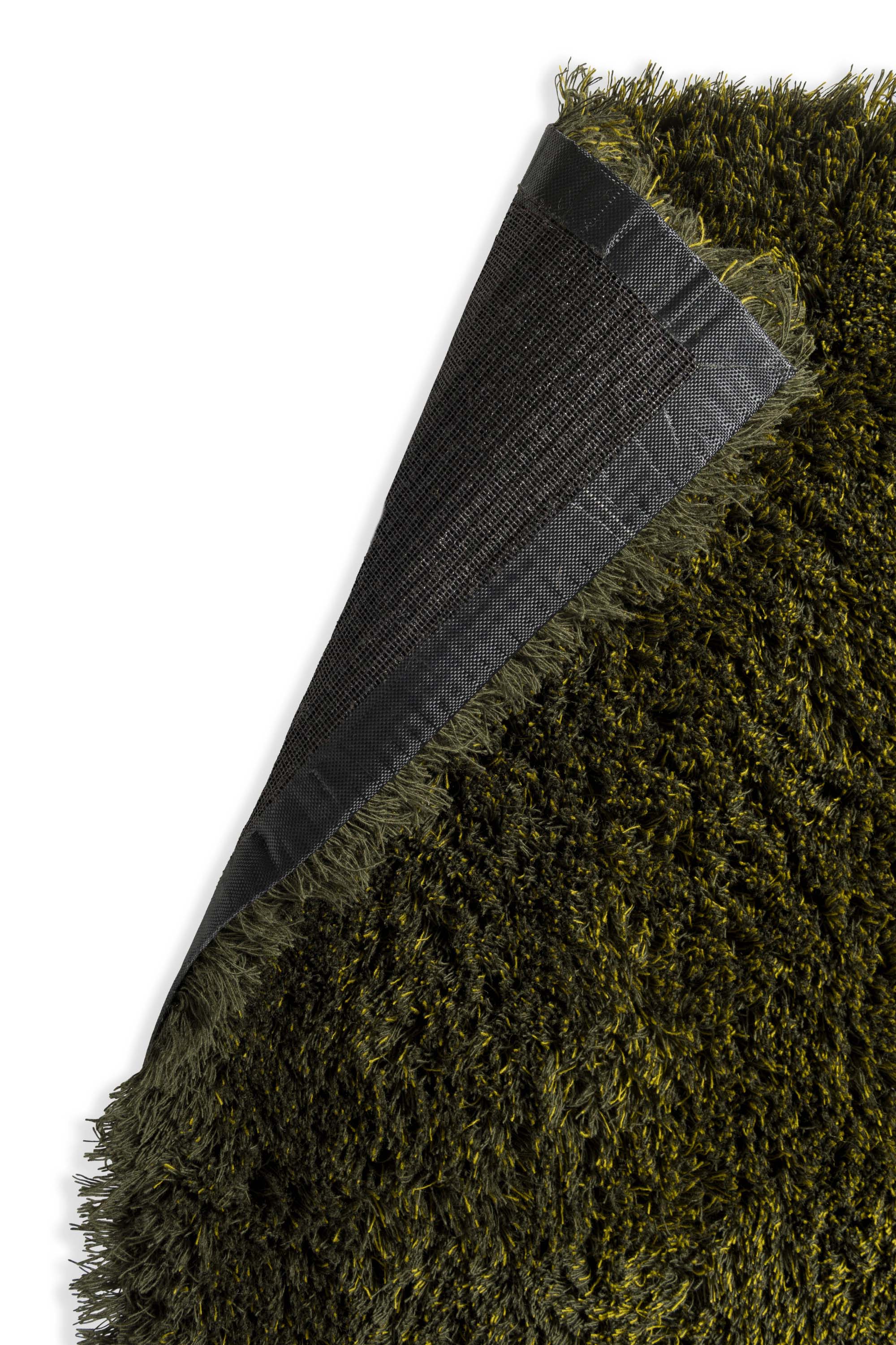 Plain green rug with shaggy pile