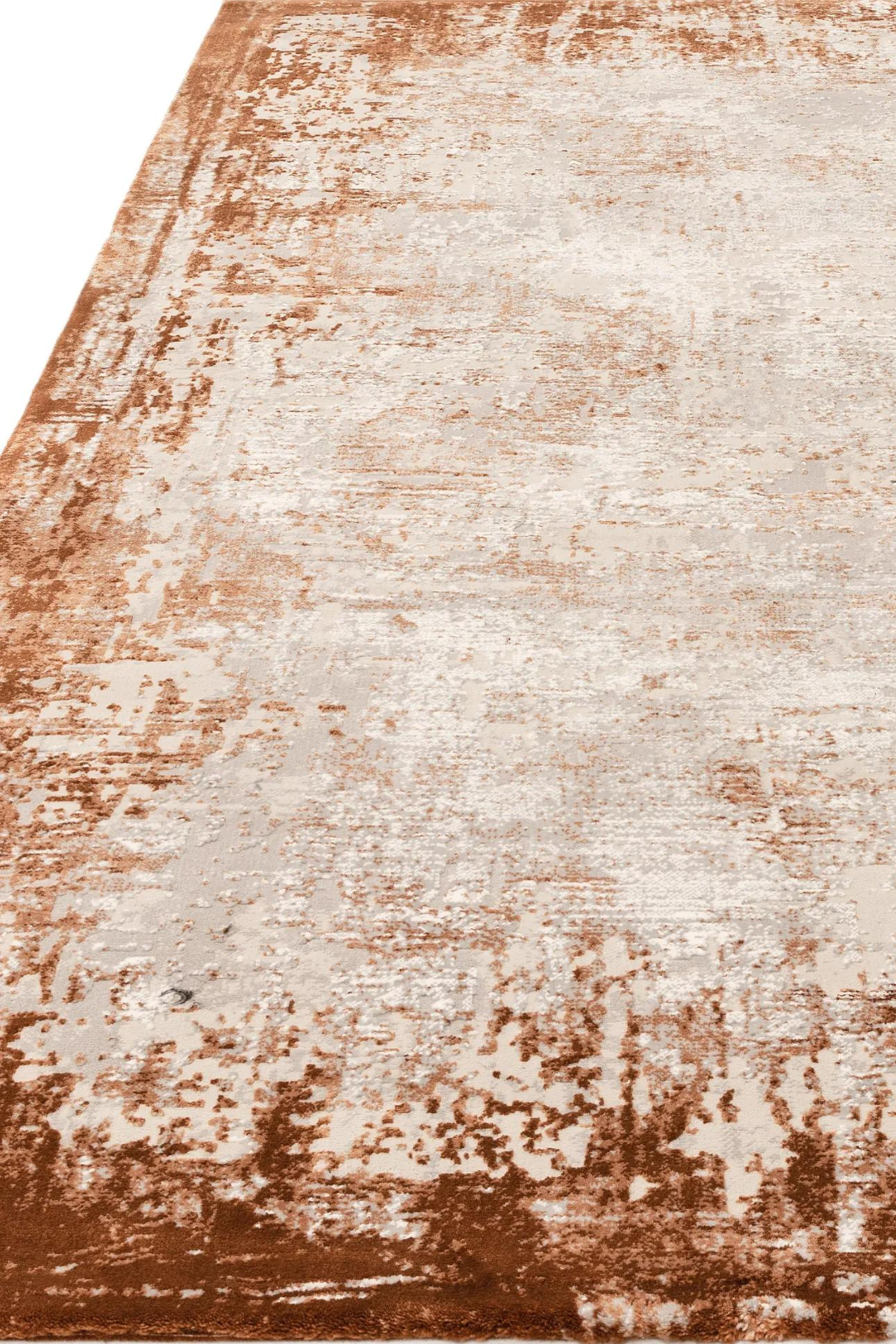 Modern flatweave rug with abstract terracotta design